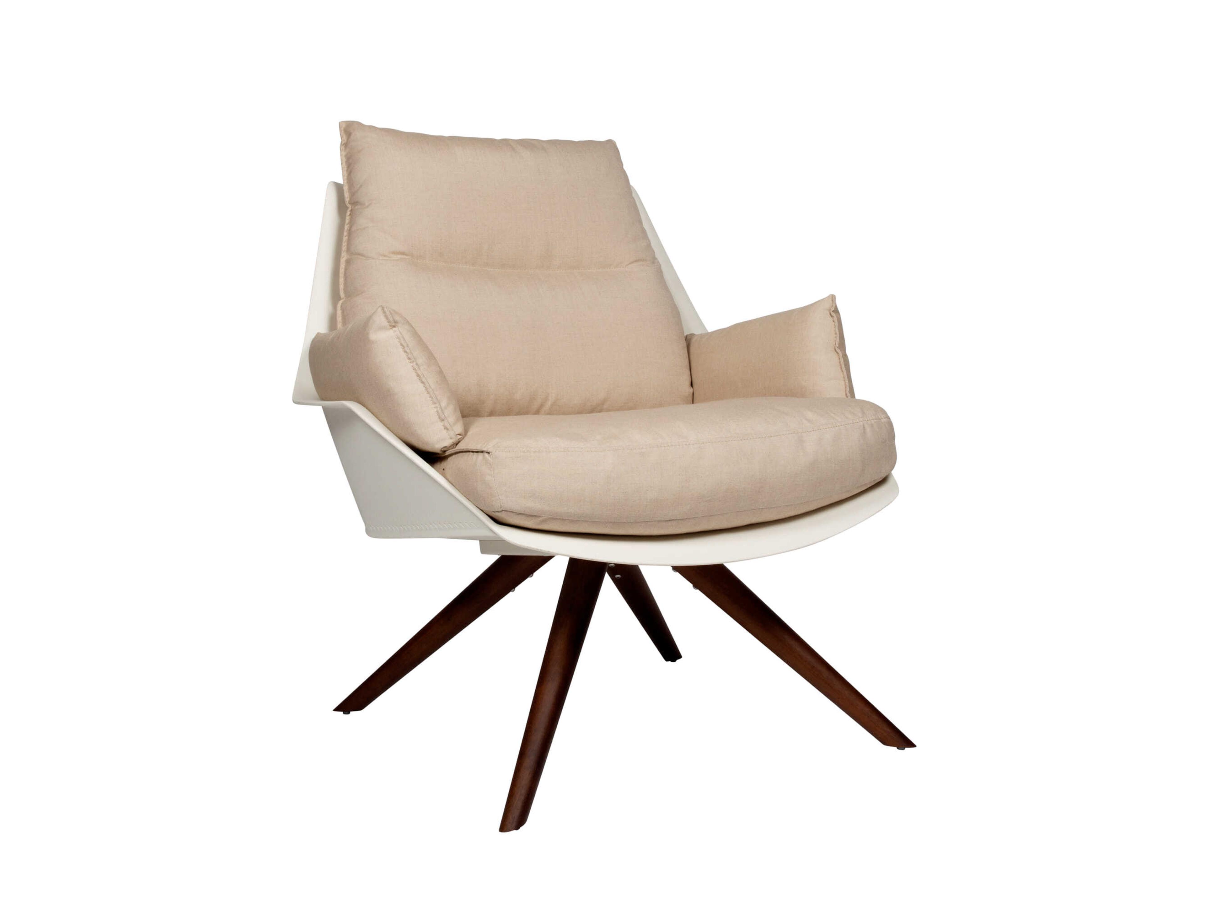 Anou Wood Lounge Chair Ivory