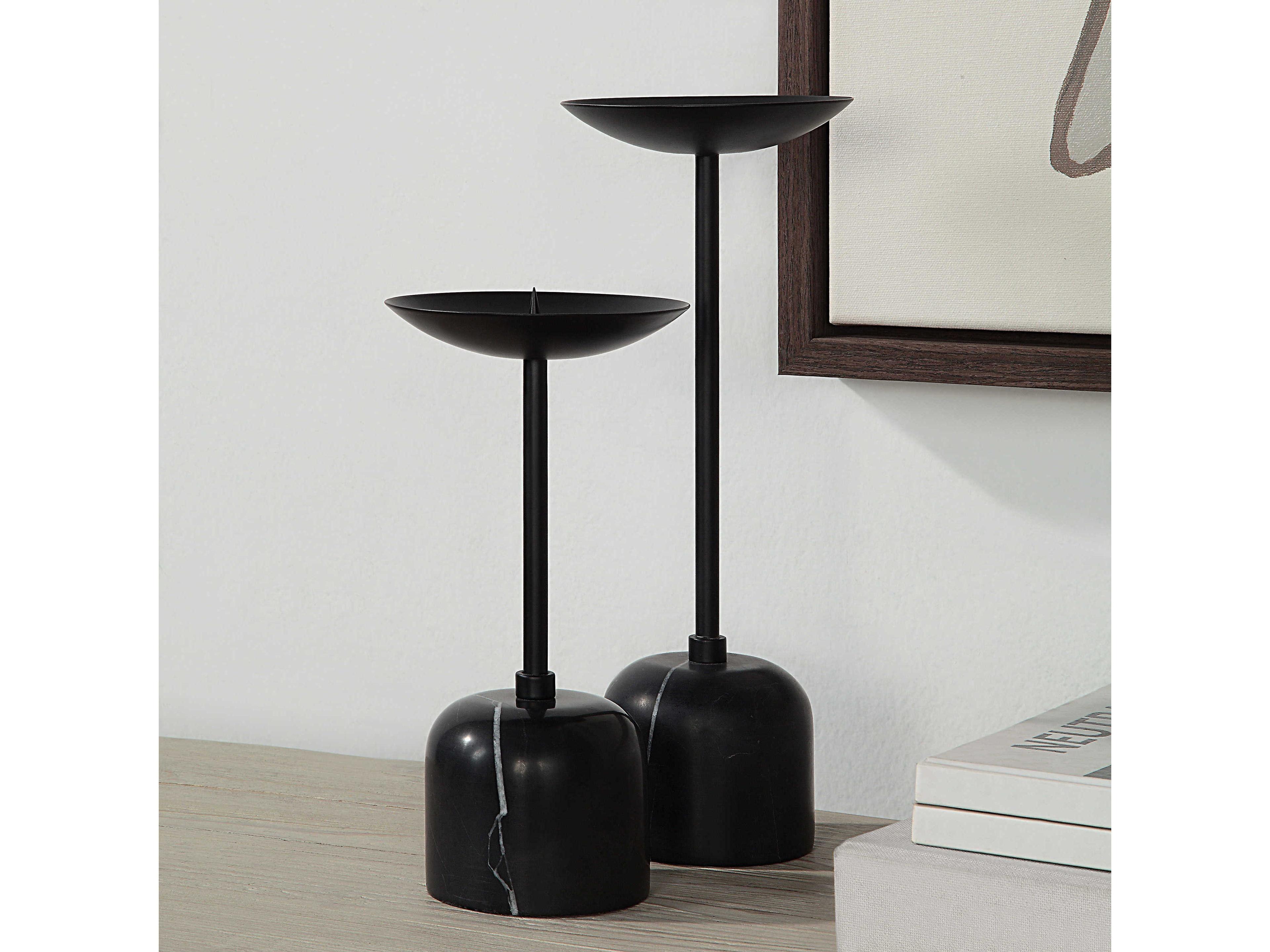 Renwil Uma Matte Black Candle Holder Set of 2