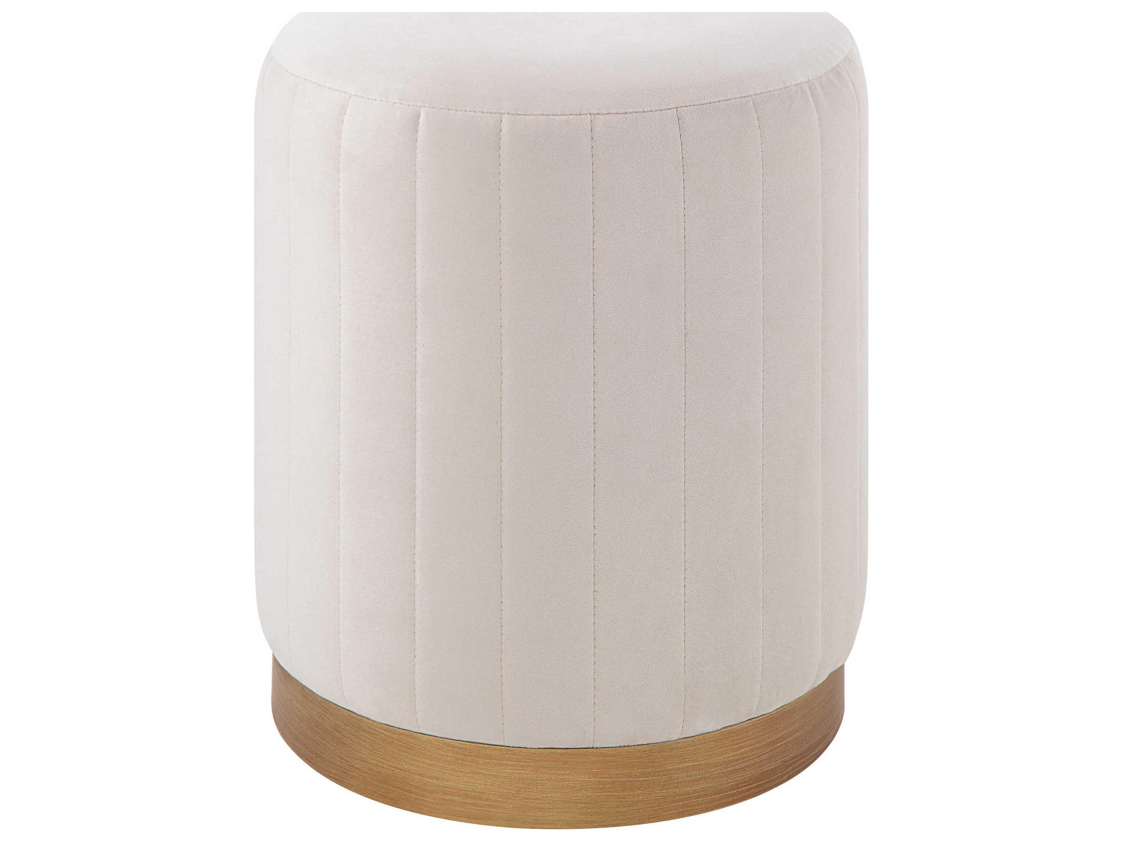 Renwil Baylor White Velvet Upholstered Ottoman