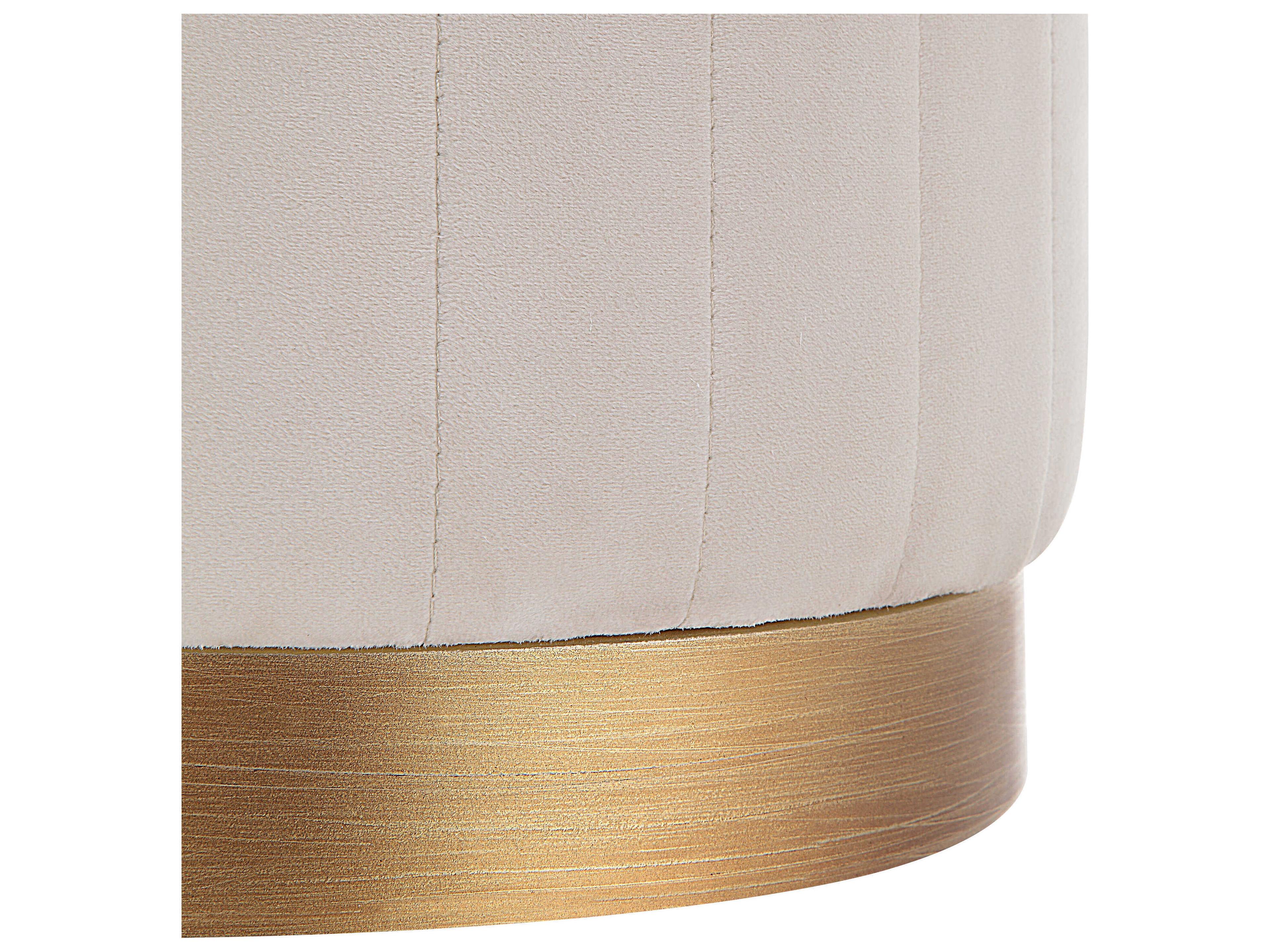 Renwil Baylor White Velvet Upholstered Ottoman