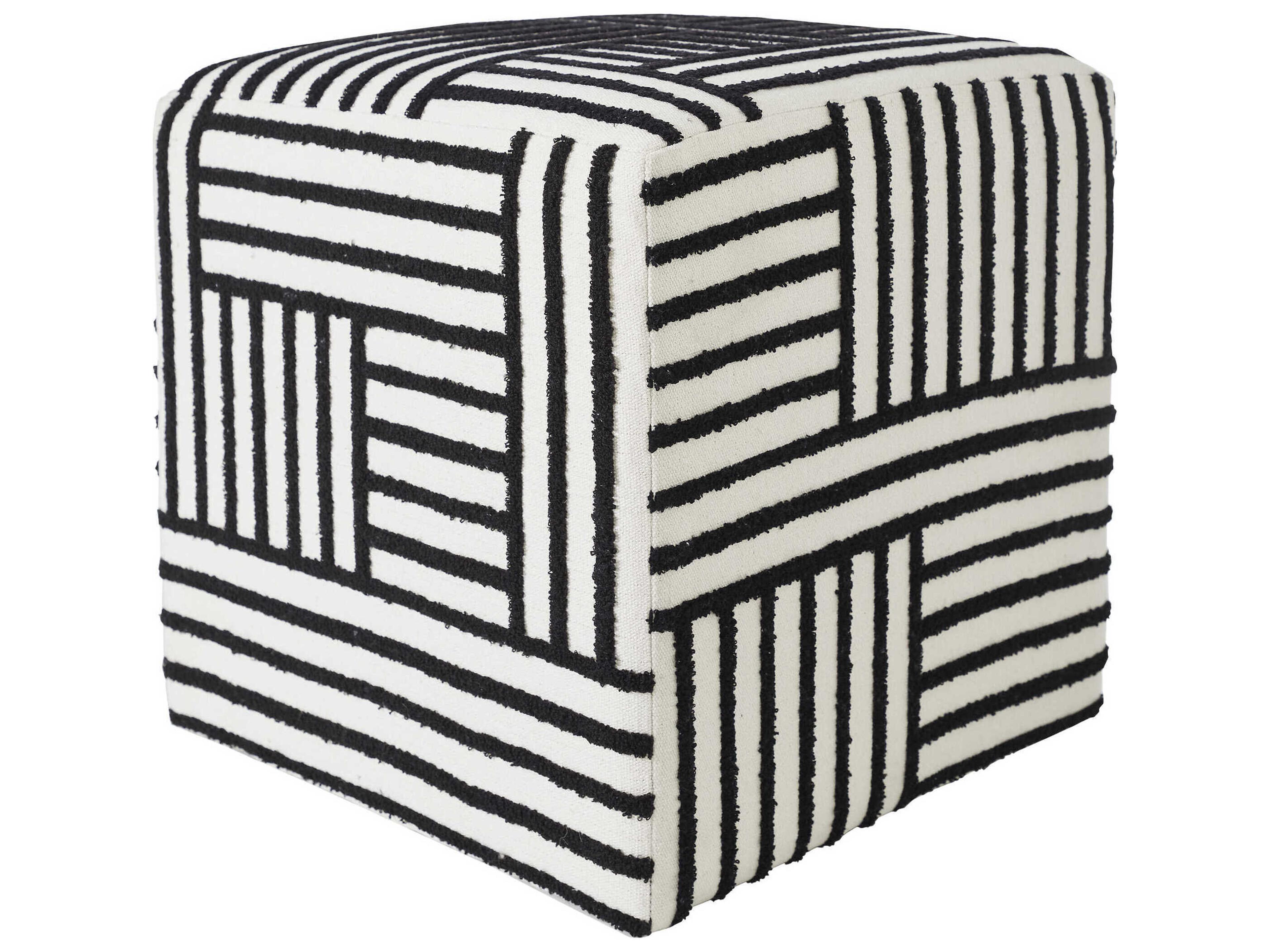 Monti Black Upholstered Ottoman
