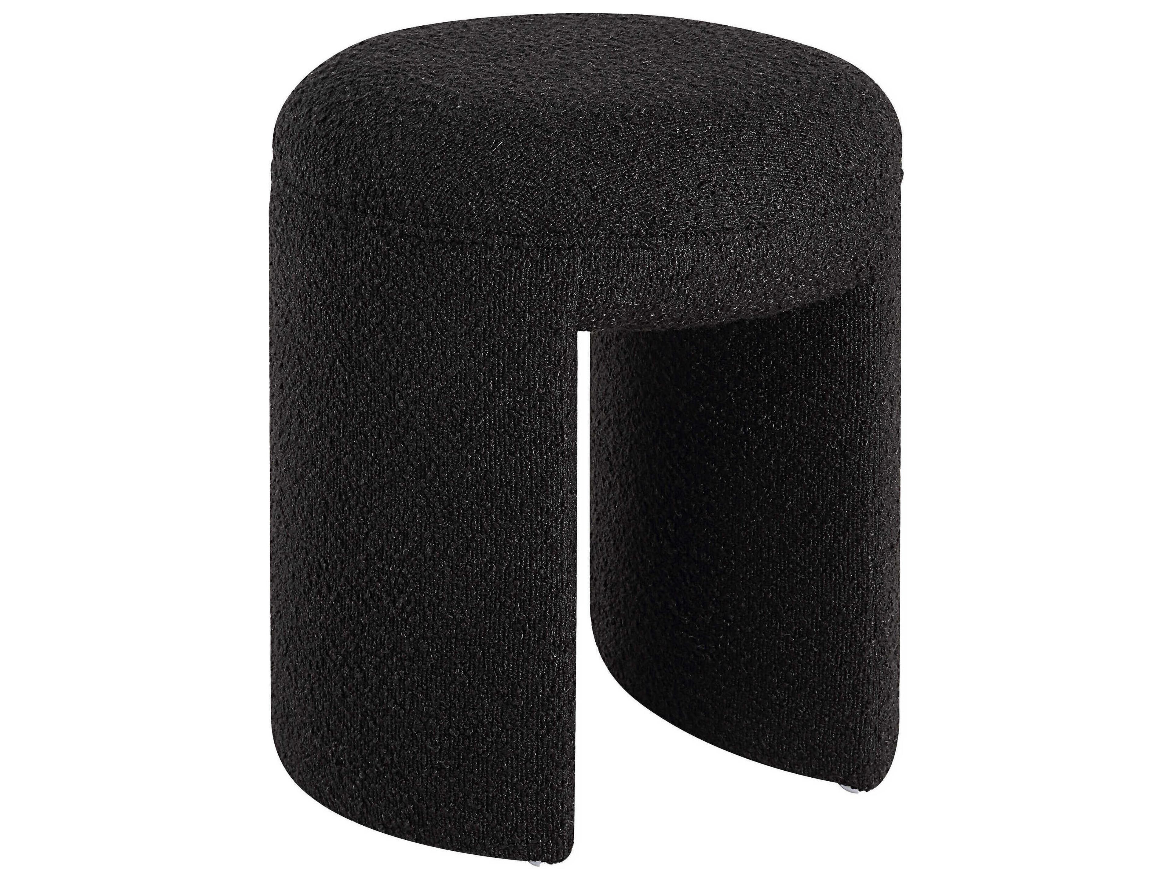 Amrah Black Upholstered Accent Stool