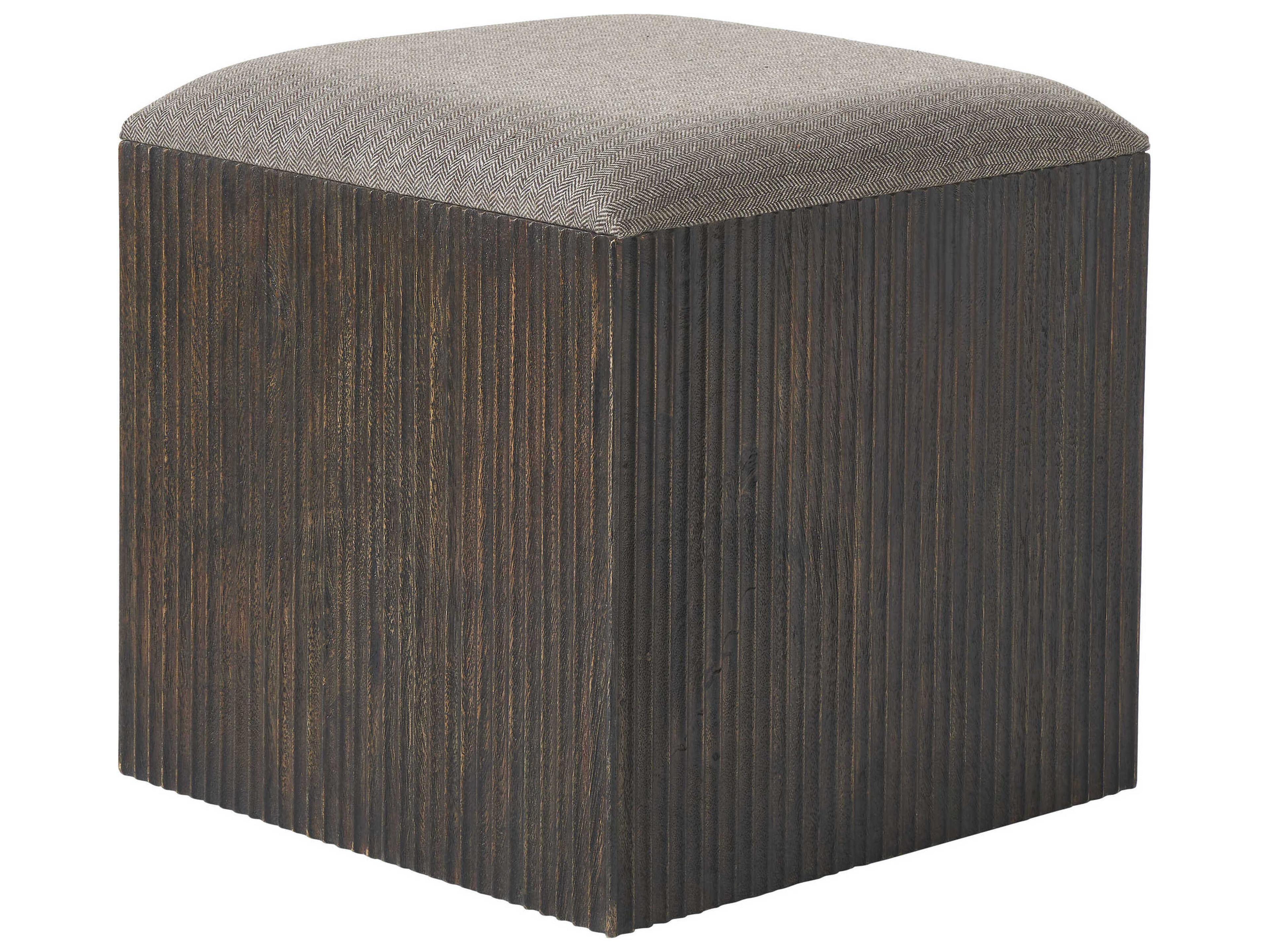 Tristan Walnut Brown Upholstered Accent Stool