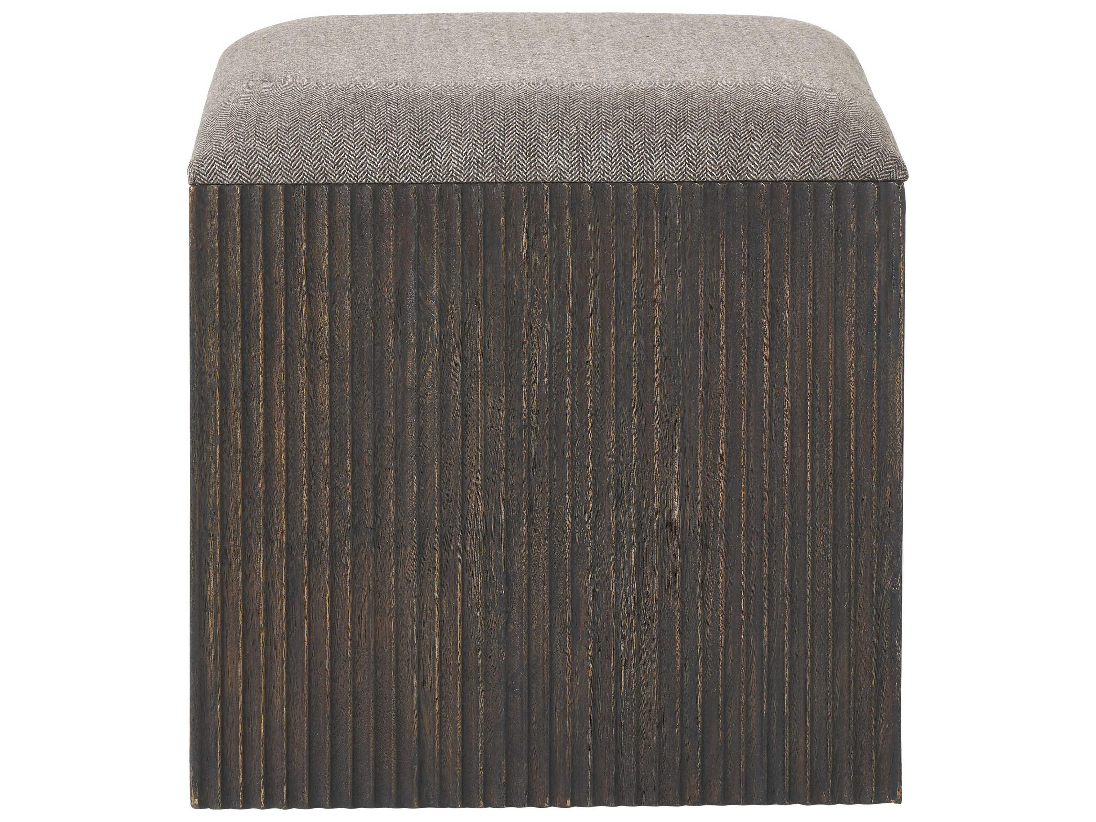 Renwil Tristan Walnut Brown Upholstered Accent Stool
