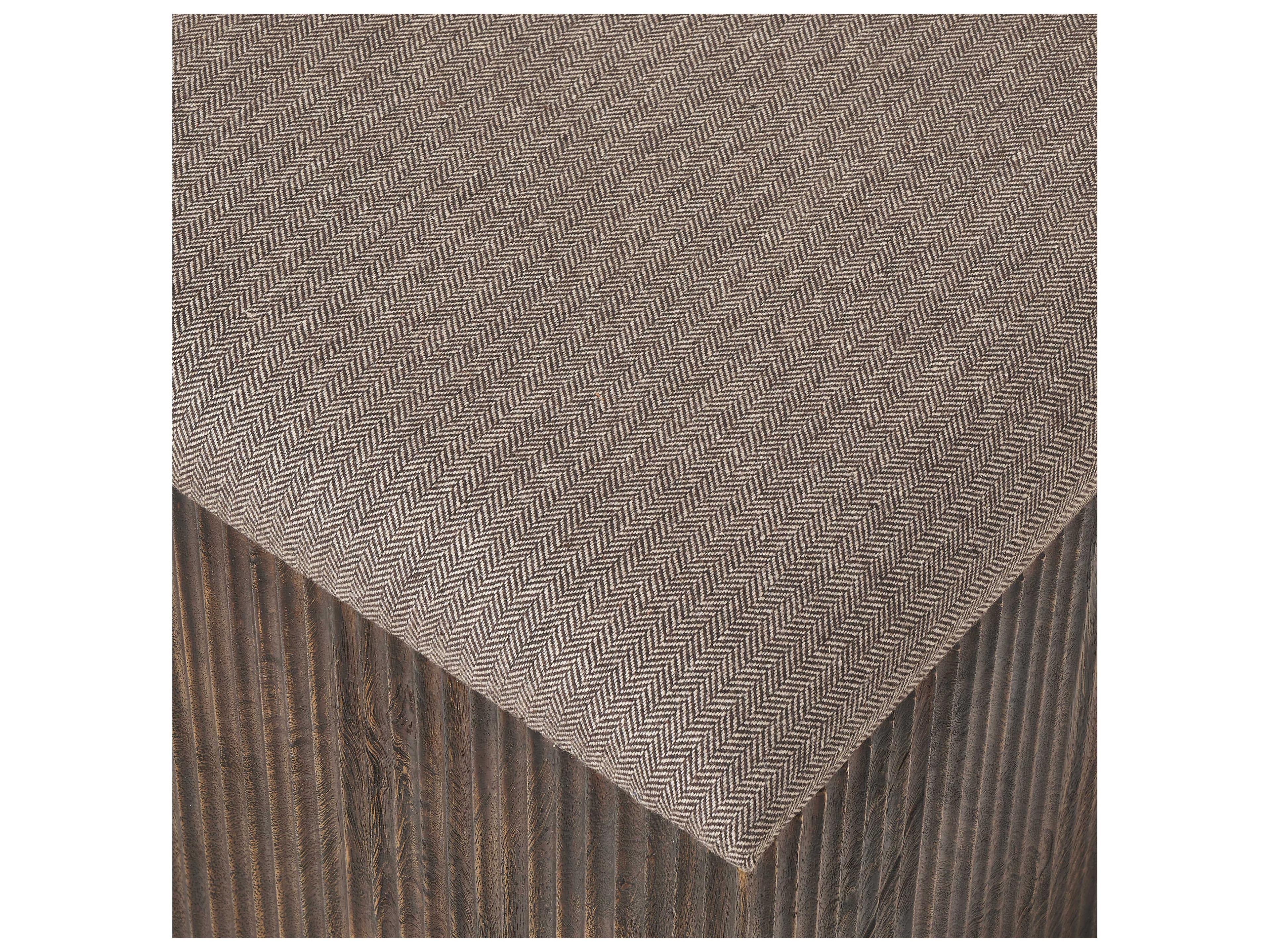 Renwil Tristan Walnut Brown Upholstered Accent Stool