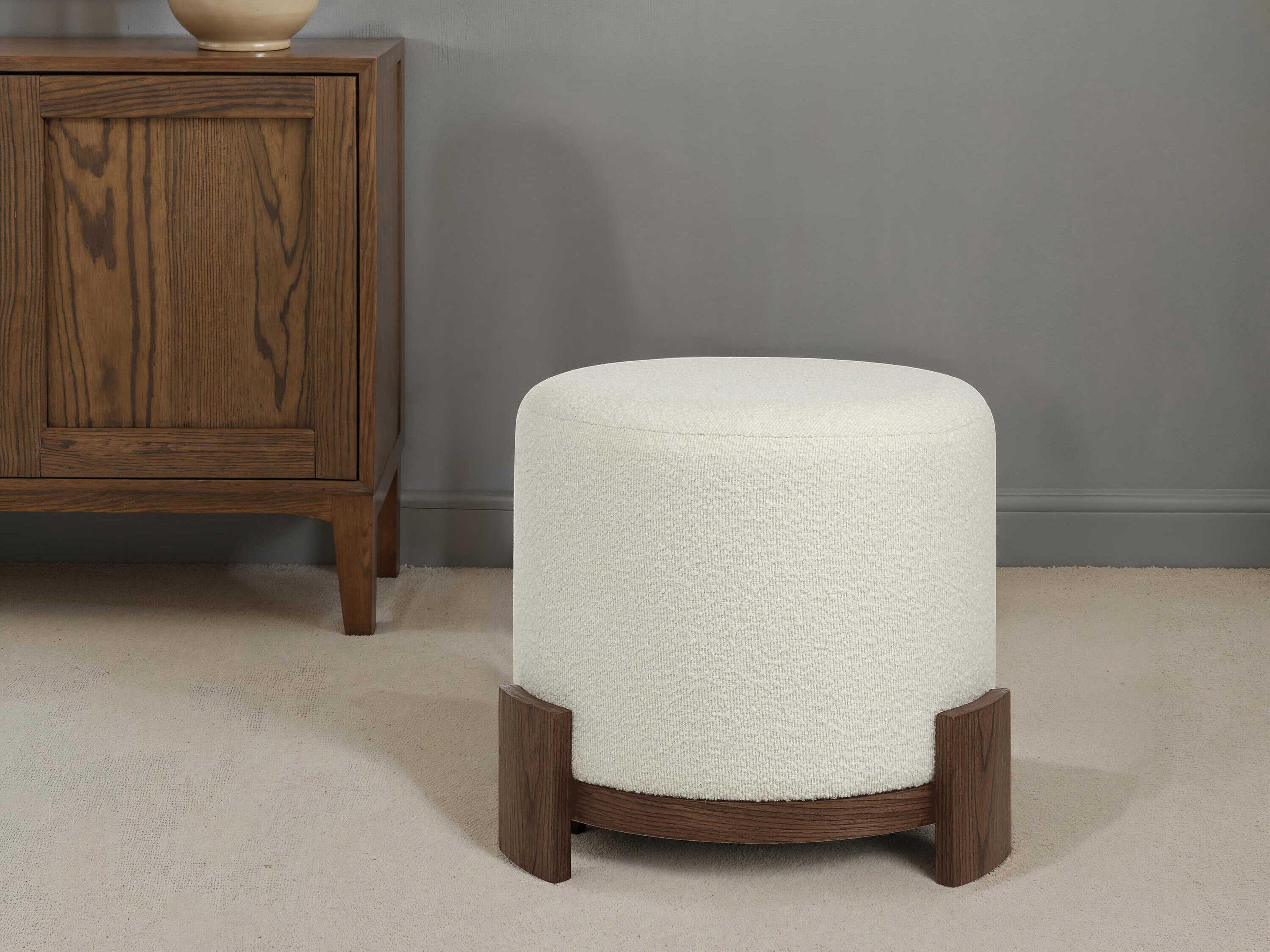 Renwil Chaves Ivory White Upholstered Ottoman