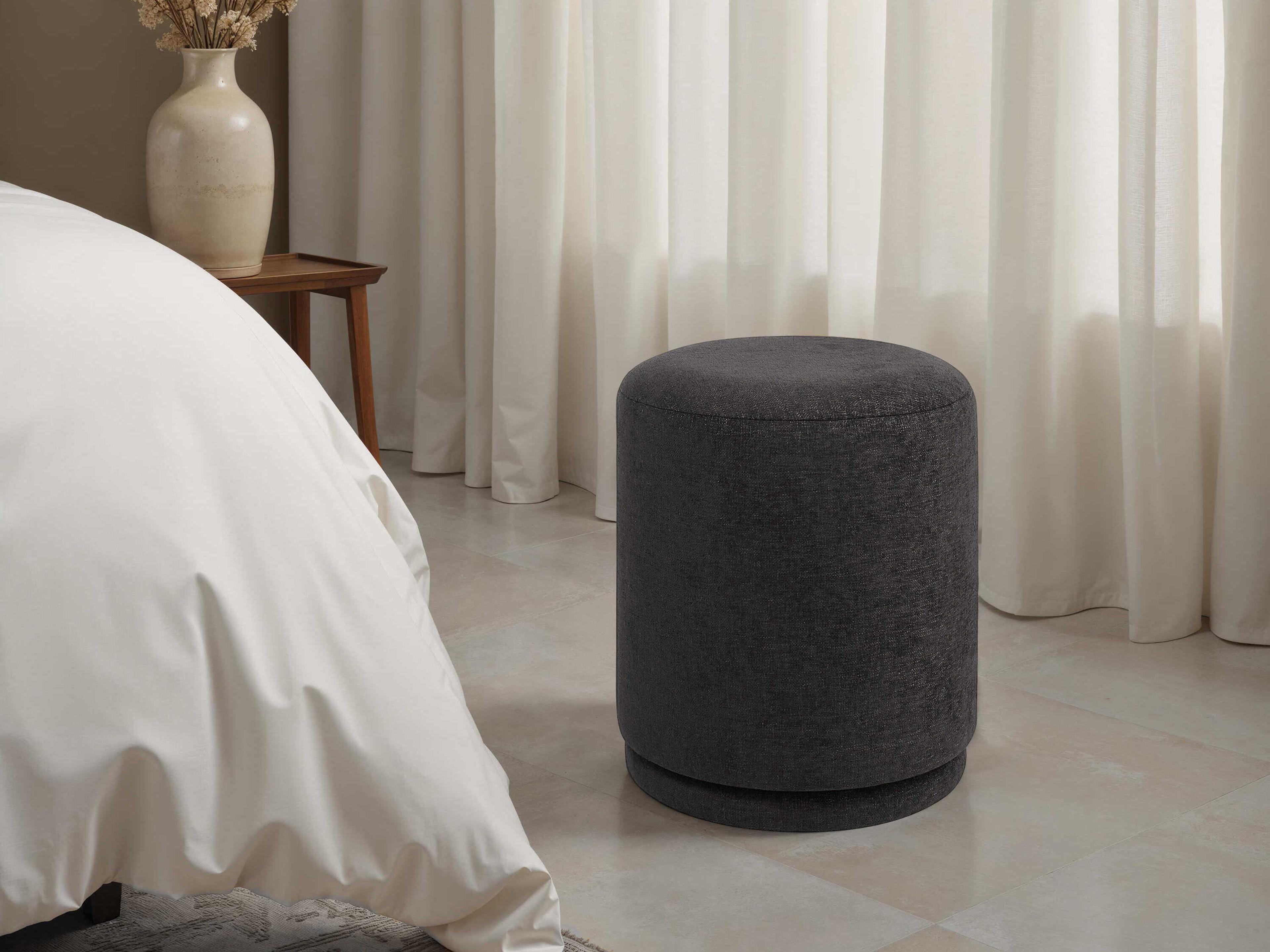 Renwil Hevea Dark Brown Upholstered Accent Stool