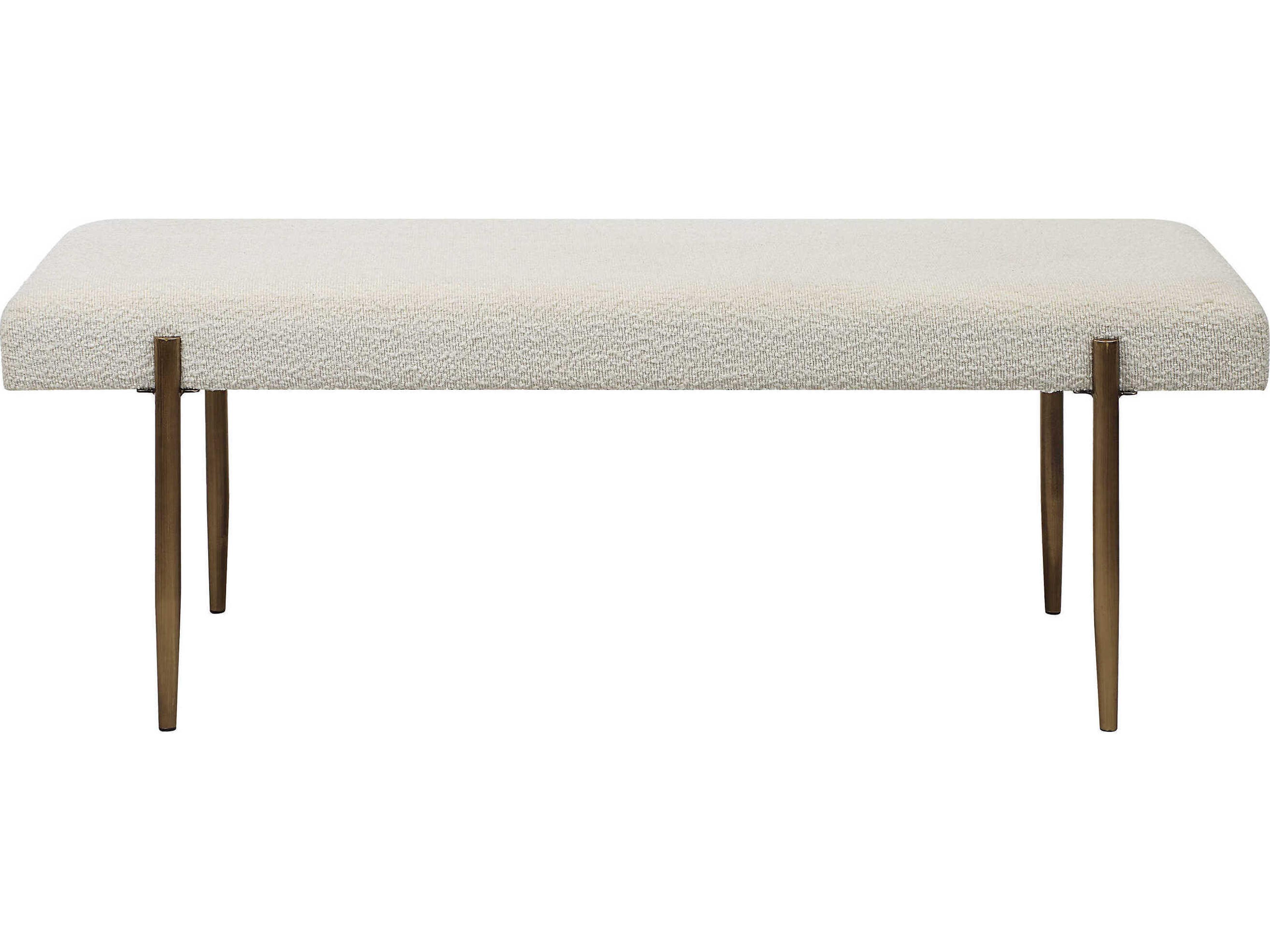 Renwil Indus Ivory Beige Upholstered Accent Bench