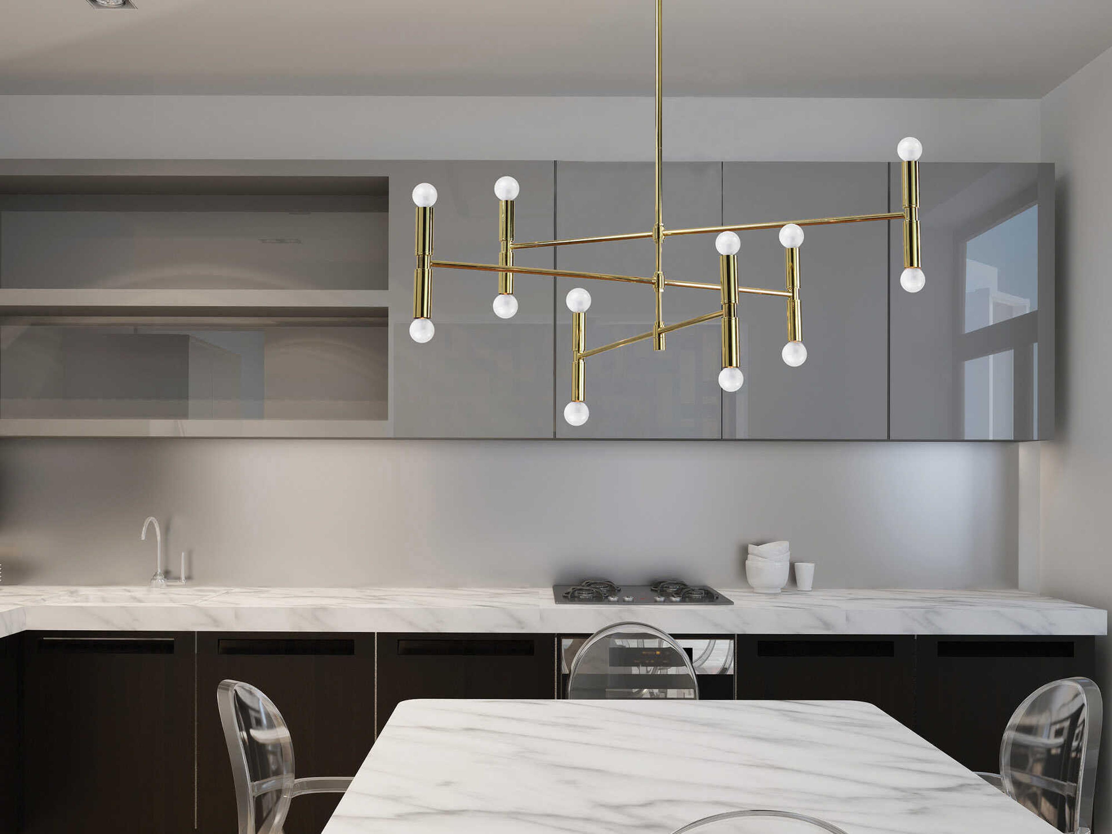 Renwil Axis 12-Light Gold Tiered Chandelier