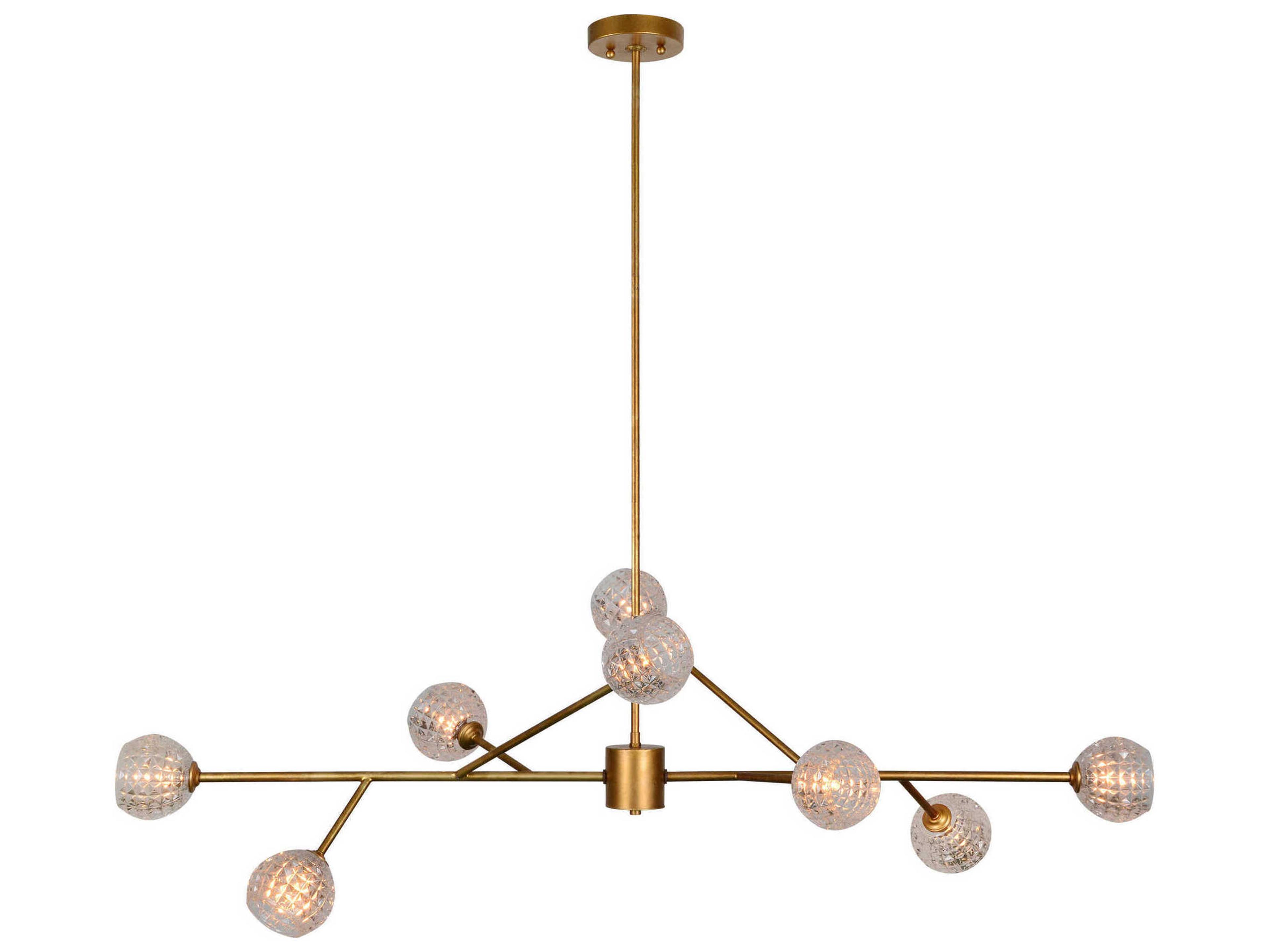 Damas 8-Light Antique Gold Globe Linear Island Pendant