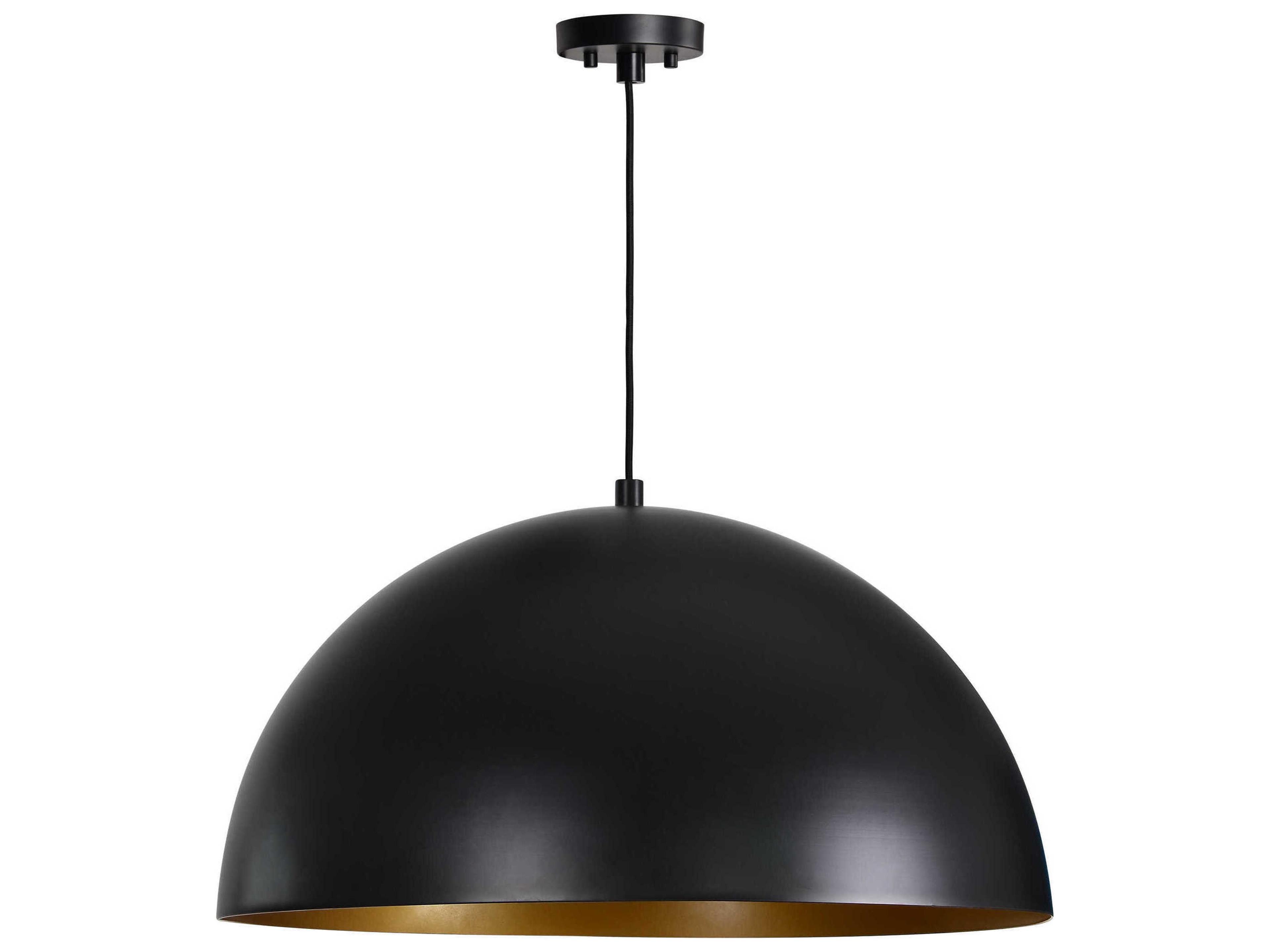 Sina 1-Light Matte Black Gold Dome Pendant