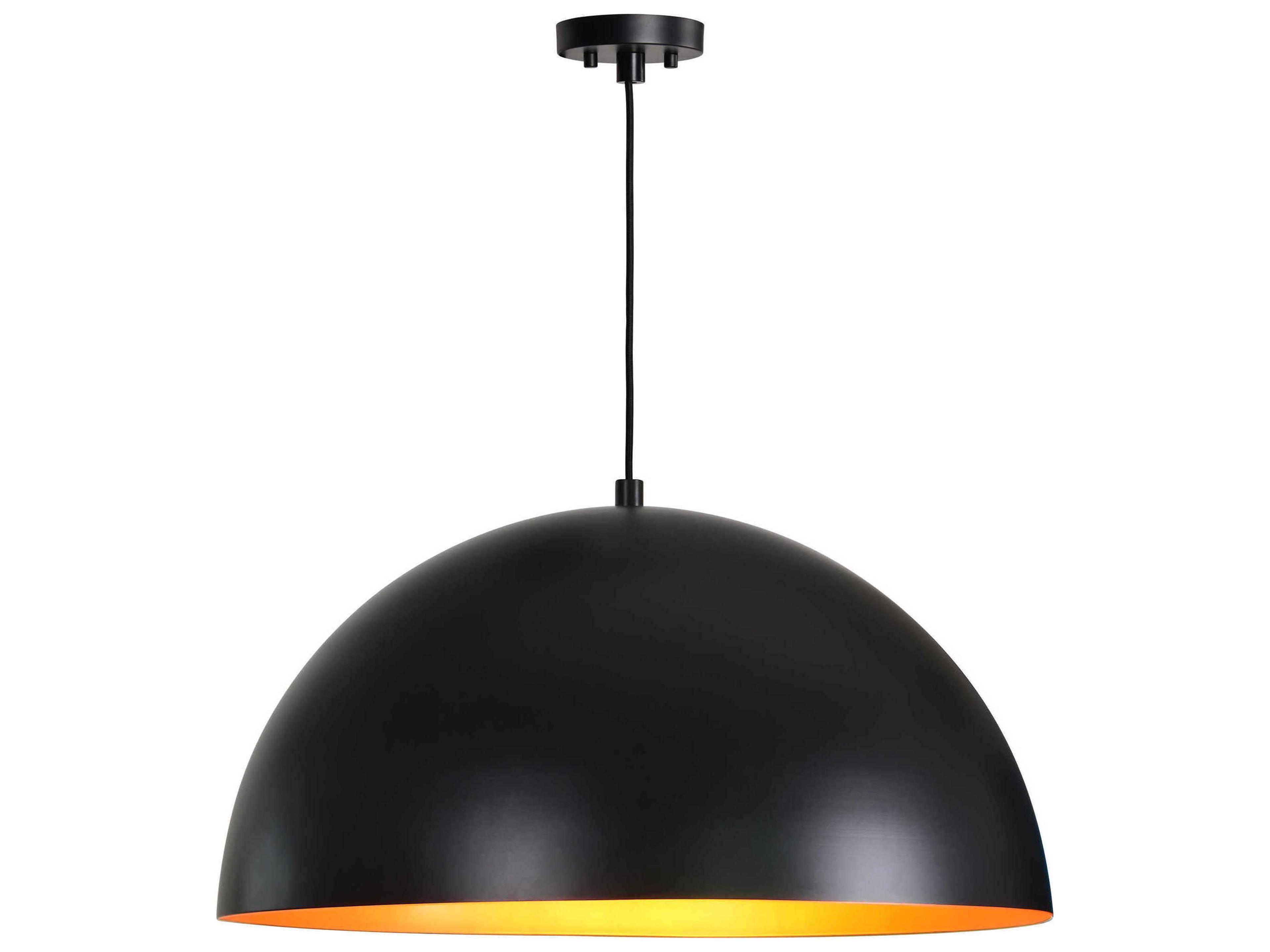 Renwil Sina 1-Light Matte Black Gold Dome Pendant
