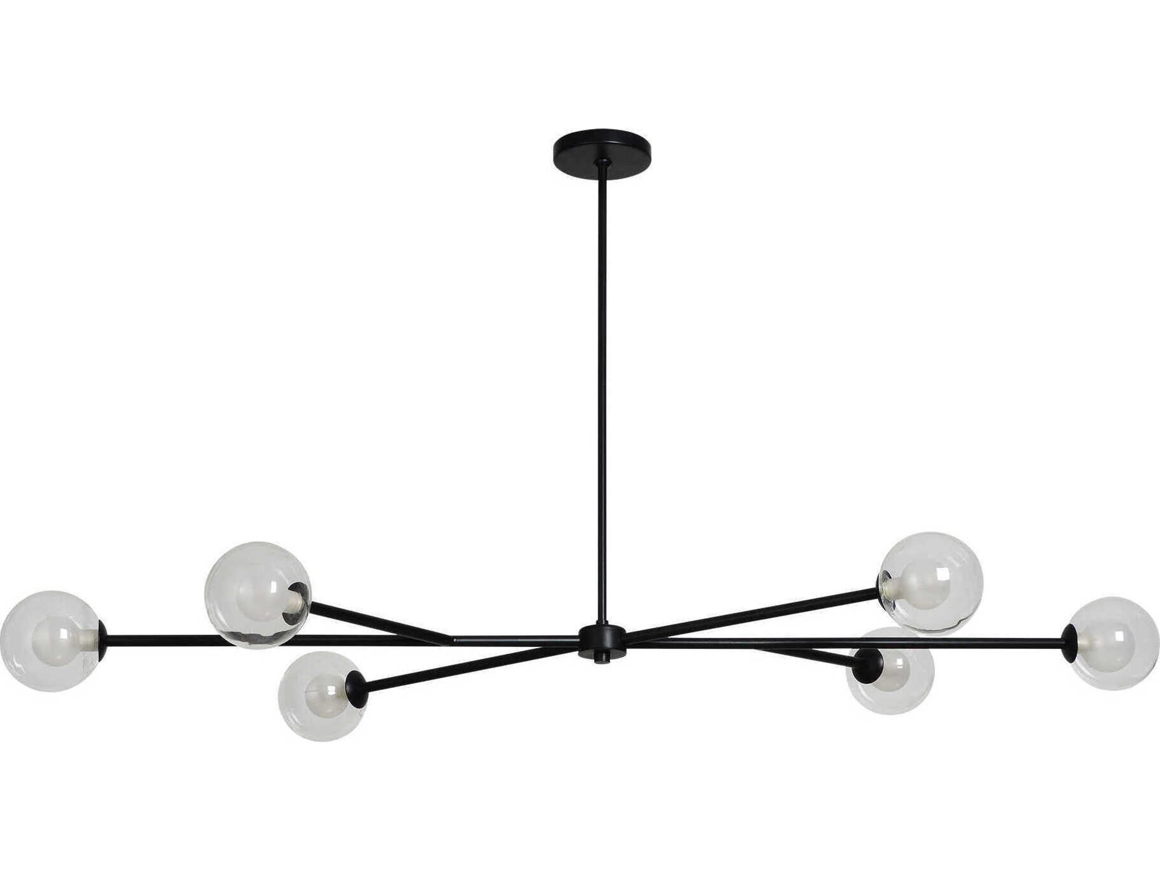 Renwil Endah 6-Light Matte Black Globe Linear Island Pendant