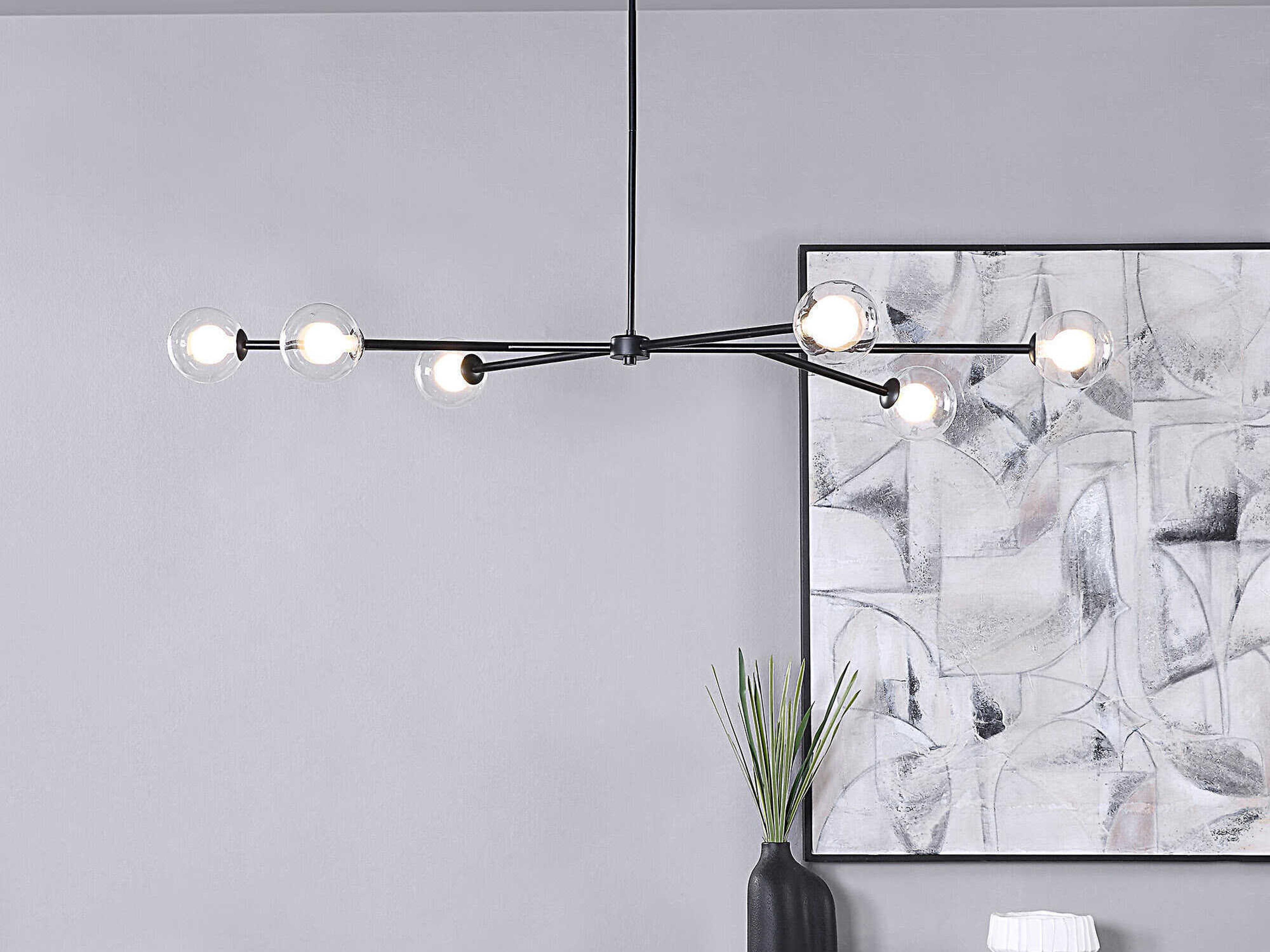 Renwil Endah 6-Light Matte Black Globe Linear Island Pendant
