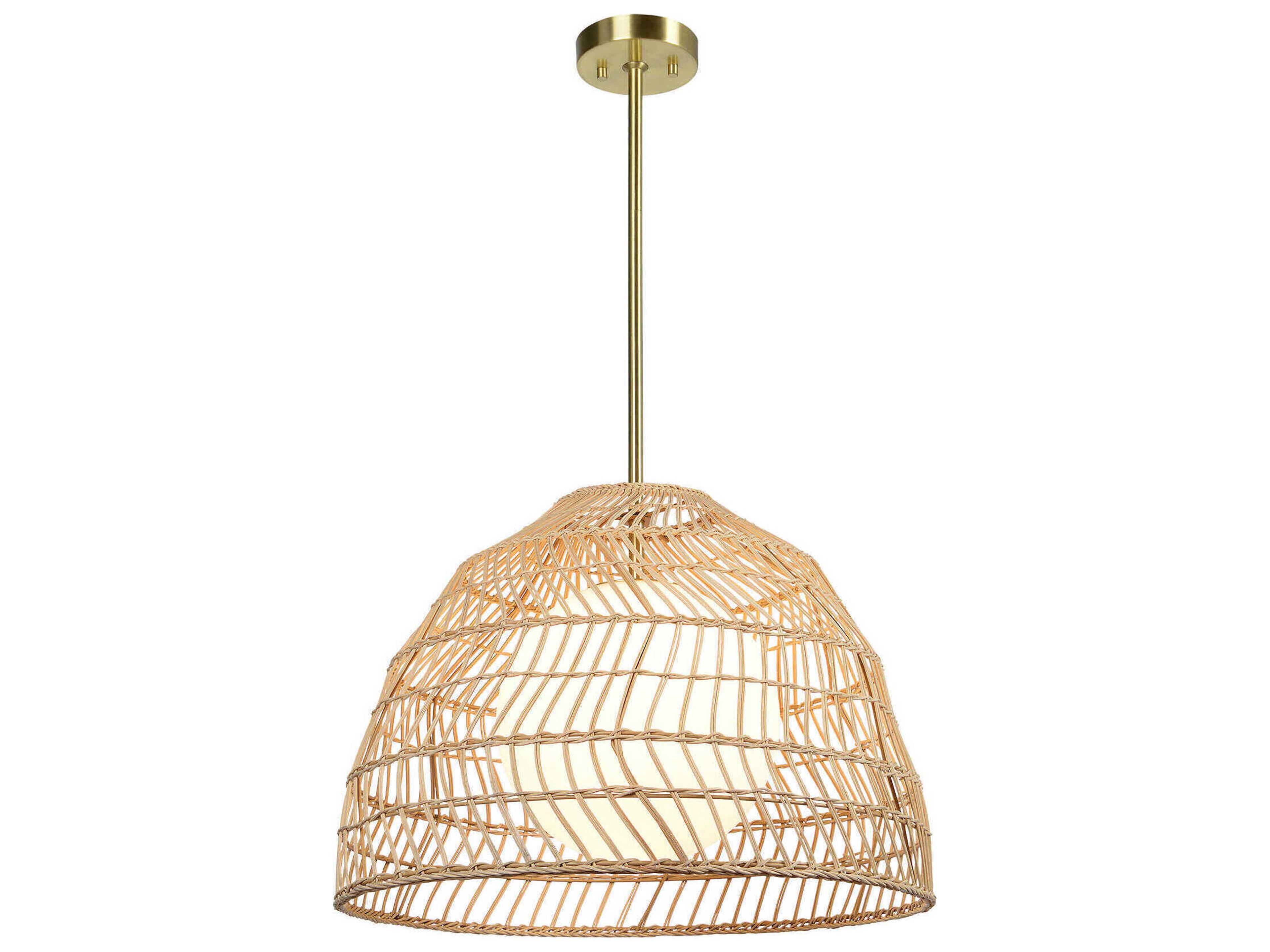 Renwil Palm 1-Light Plated Satin Brass Brown Pendant