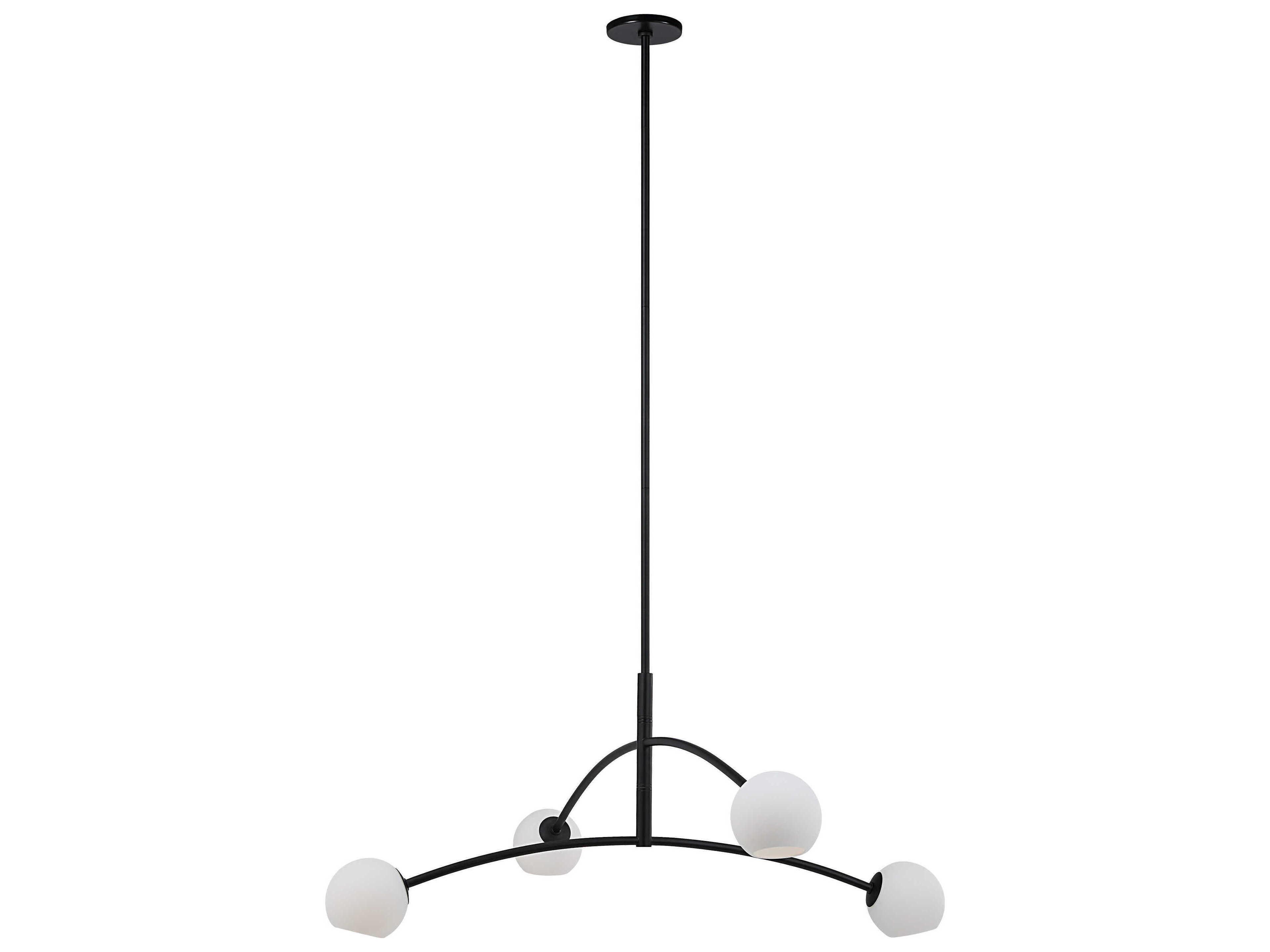 Nube 4-Light Matte Black Globe Tiered Chandelier