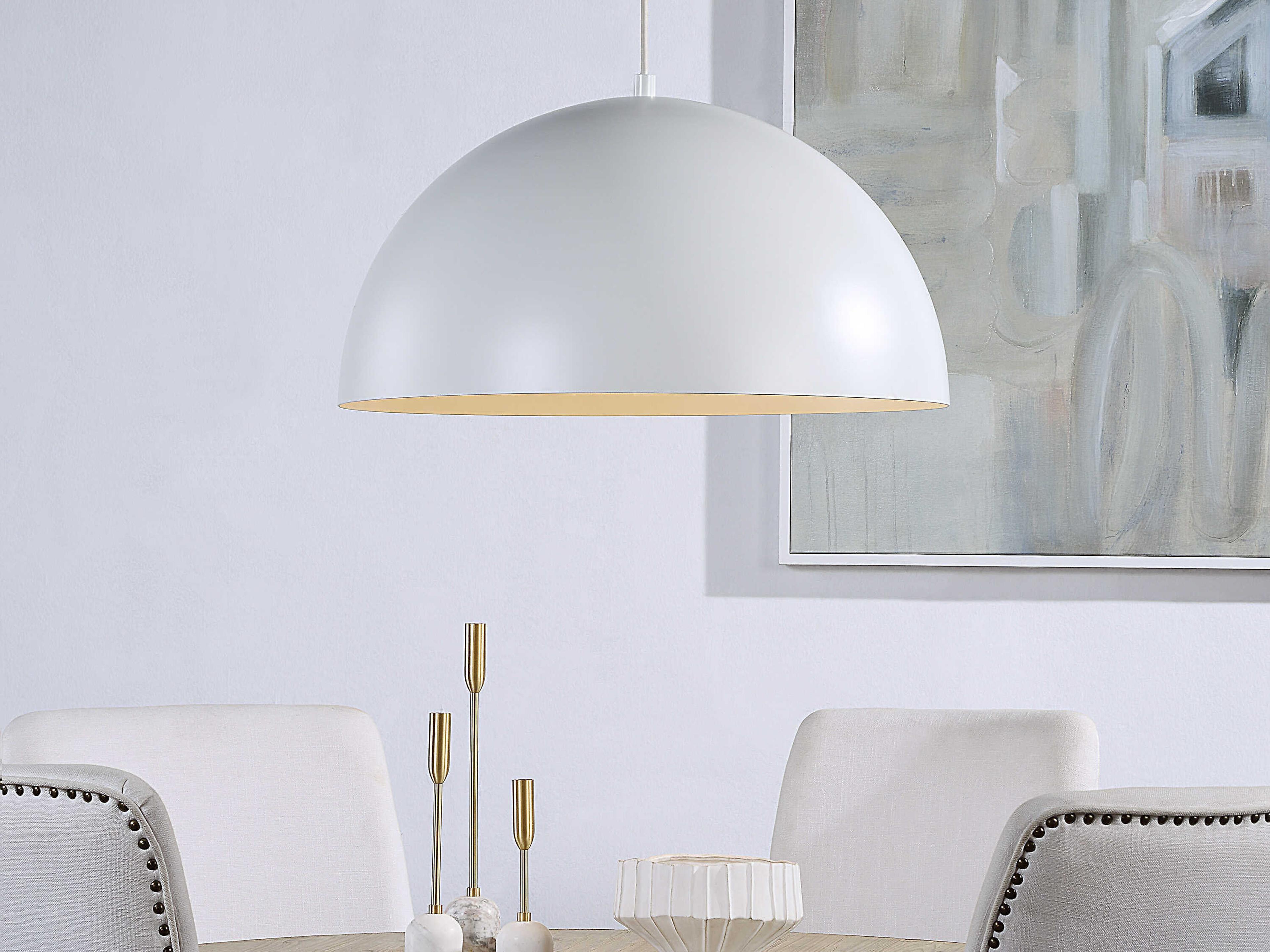 Renwil Ozona 1-Light White Dome Pendant
