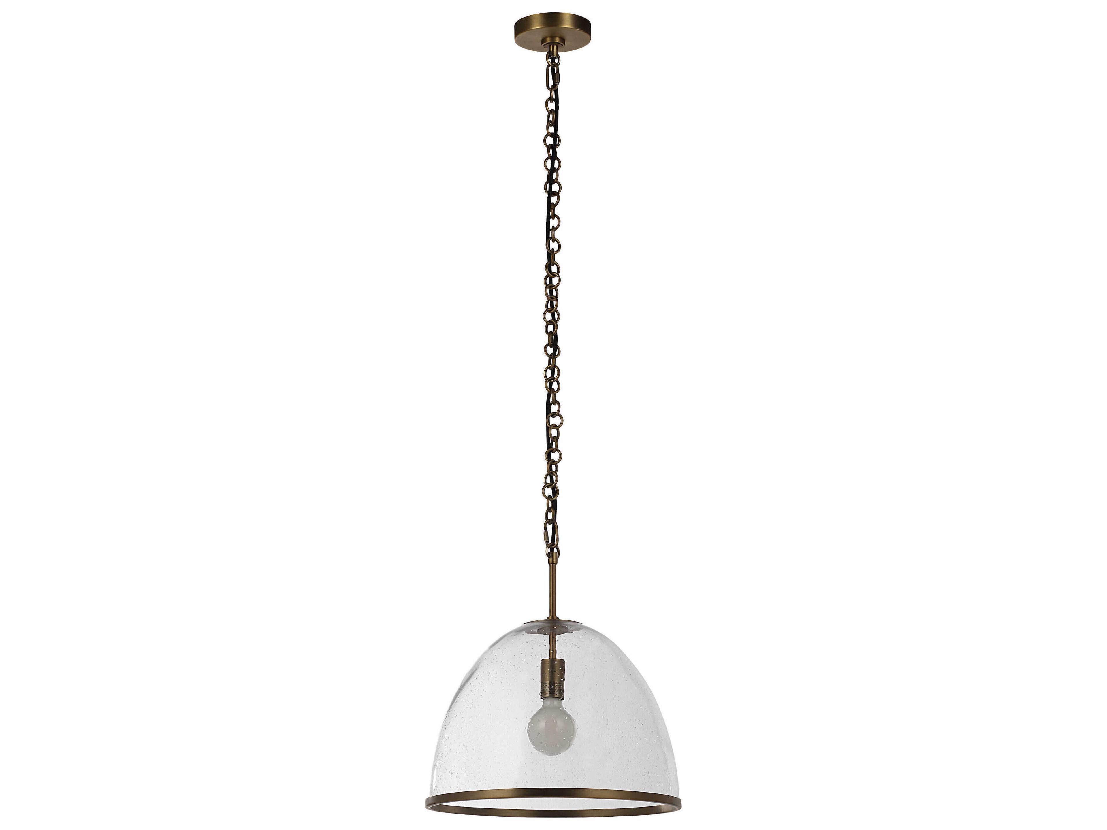 Renwil Dianella 1-Light Plated Dark Antique Brushed Brass Clear Pendant