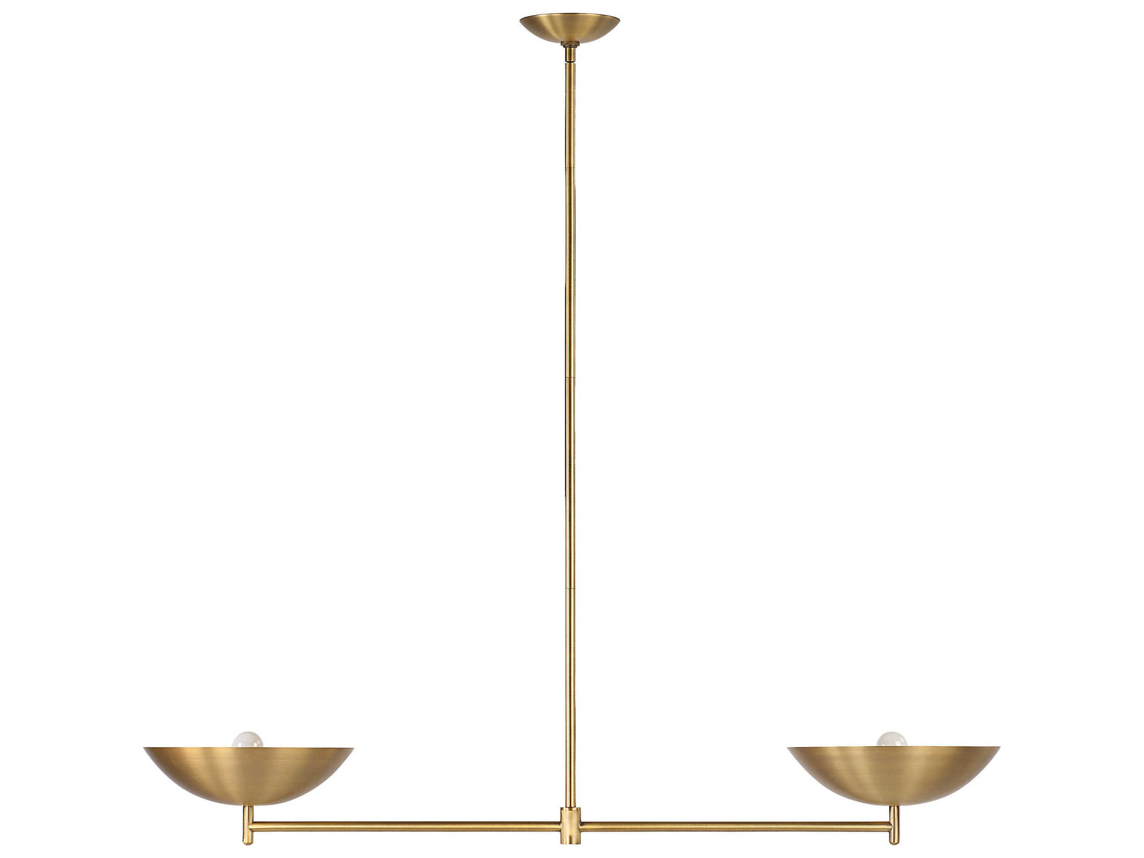 Renwil Waxlow 2-Light Plated Dark Antique Brushed Brass Linear Island Pendant