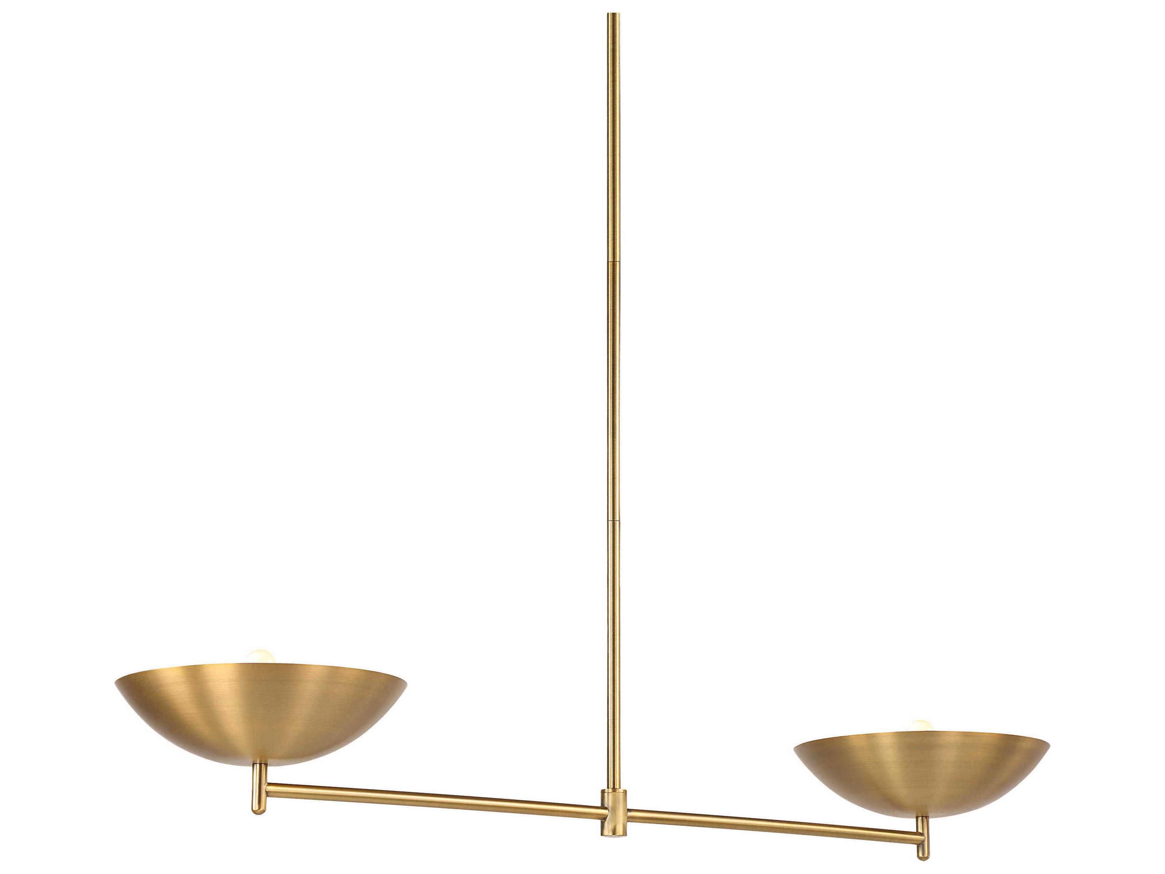 Renwil Waxlow 2-Light Plated Dark Antique Brushed Brass Linear Island Pendant
