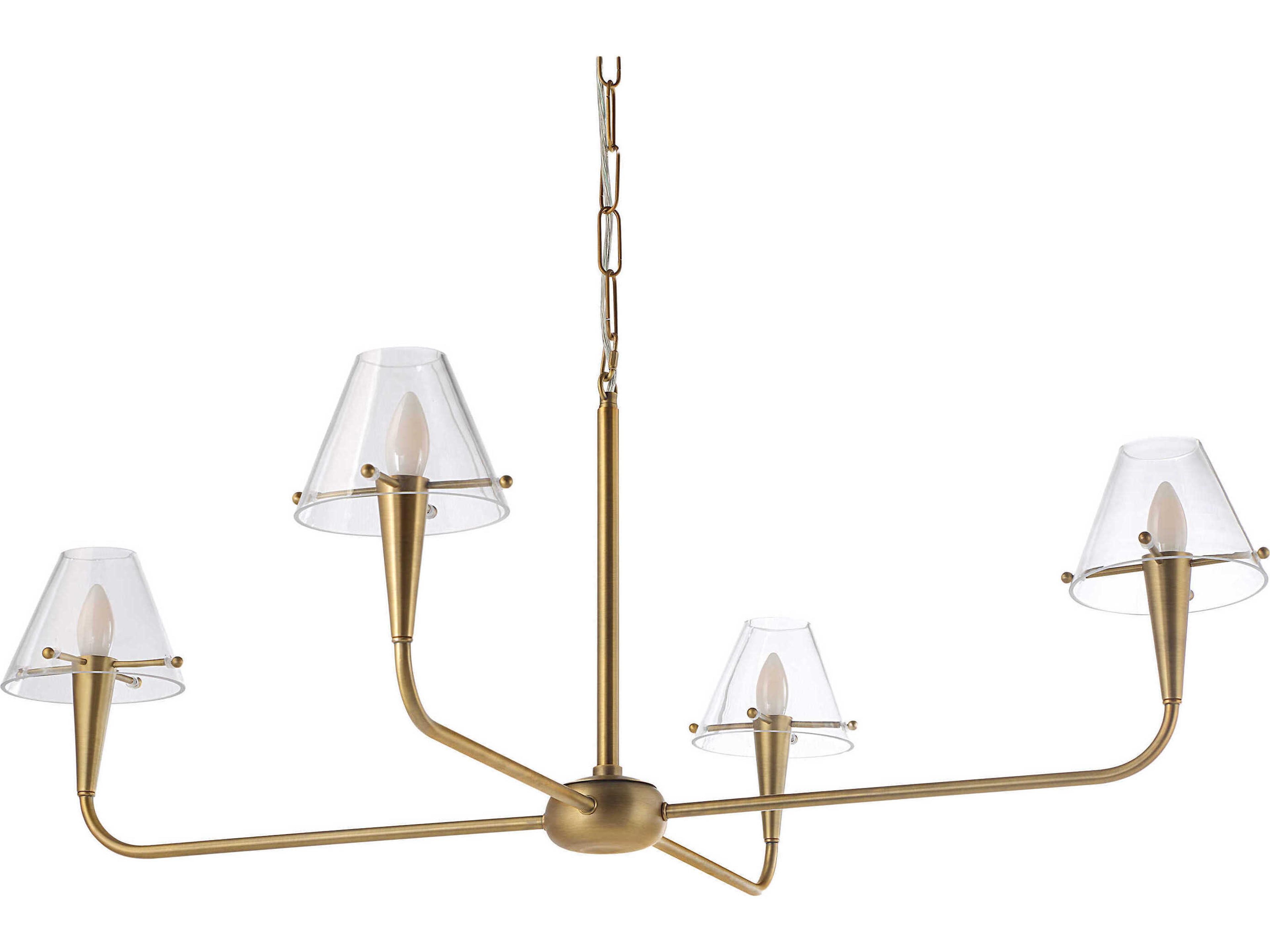 Renwil Maite 4-Light Plated Dark Antique Brushed Brass Candelabra Chandelier