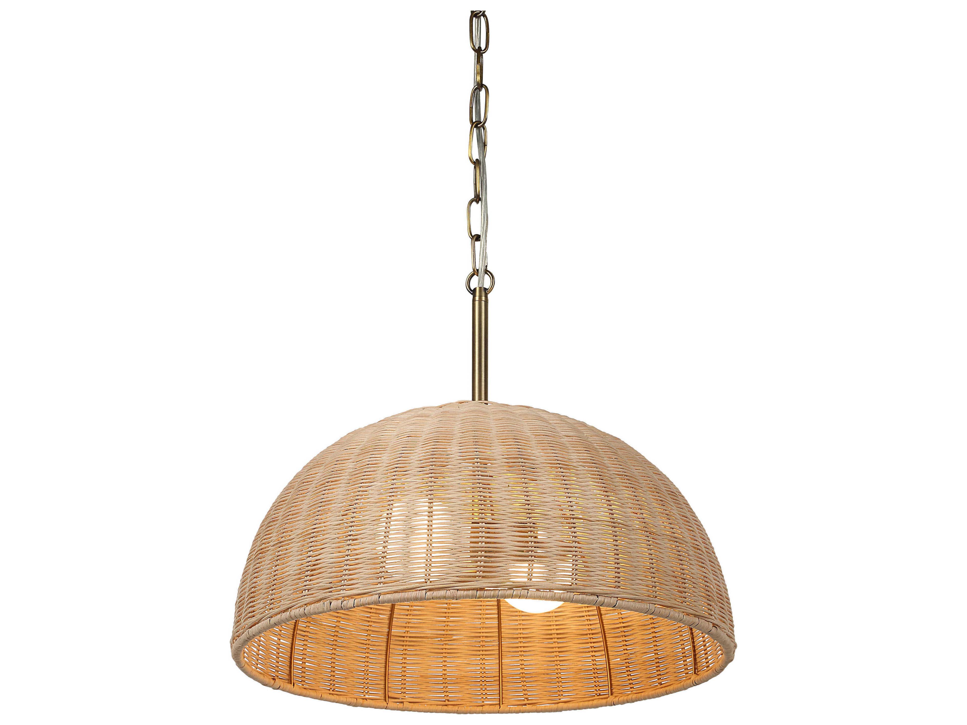 Renwil Ciara 2-Light Plated Dark Antique Brushed Brass Dome Pendant