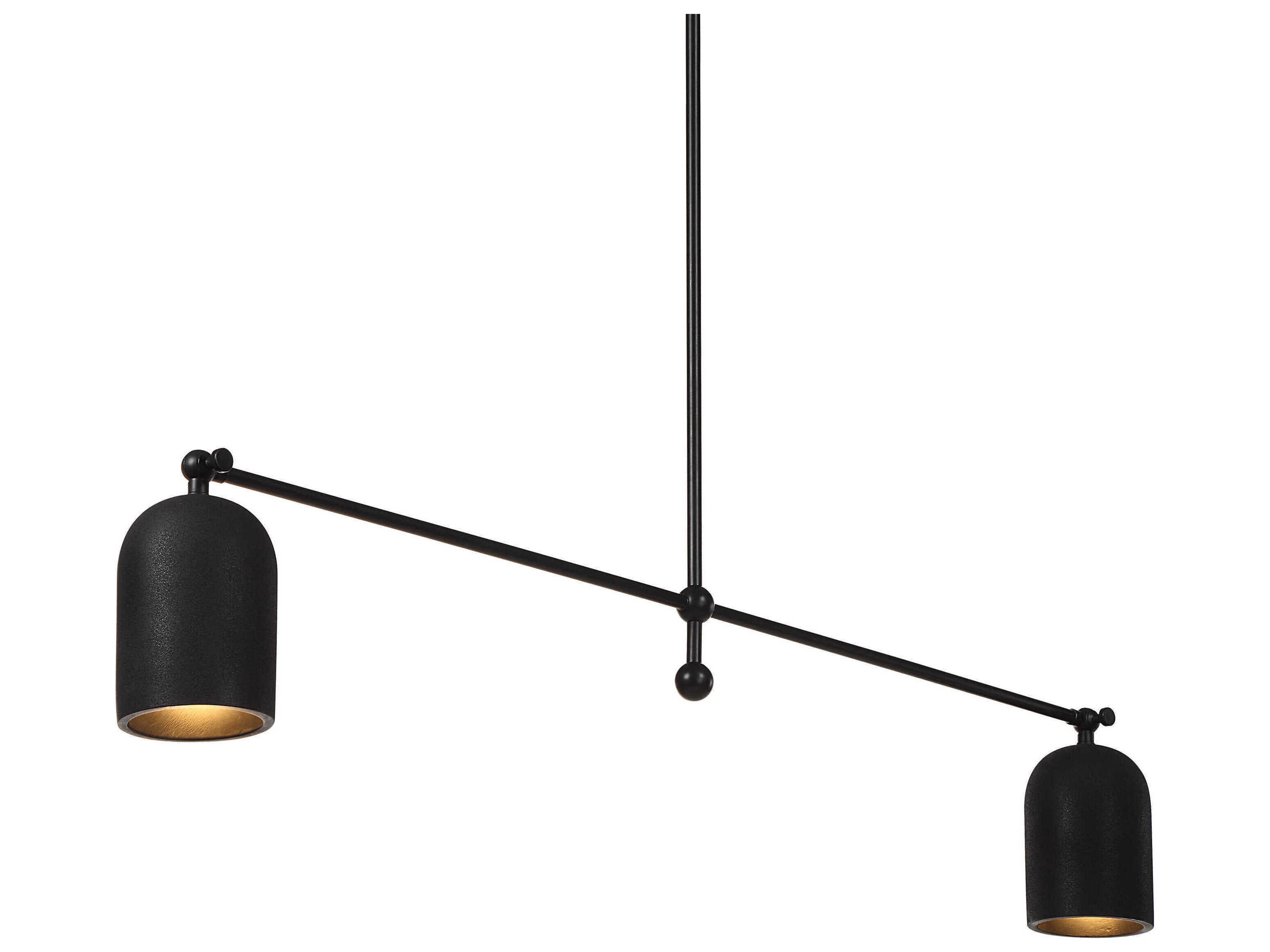 Renwil Saskia 2-Light Painted Matte Black Linear Island Pendant