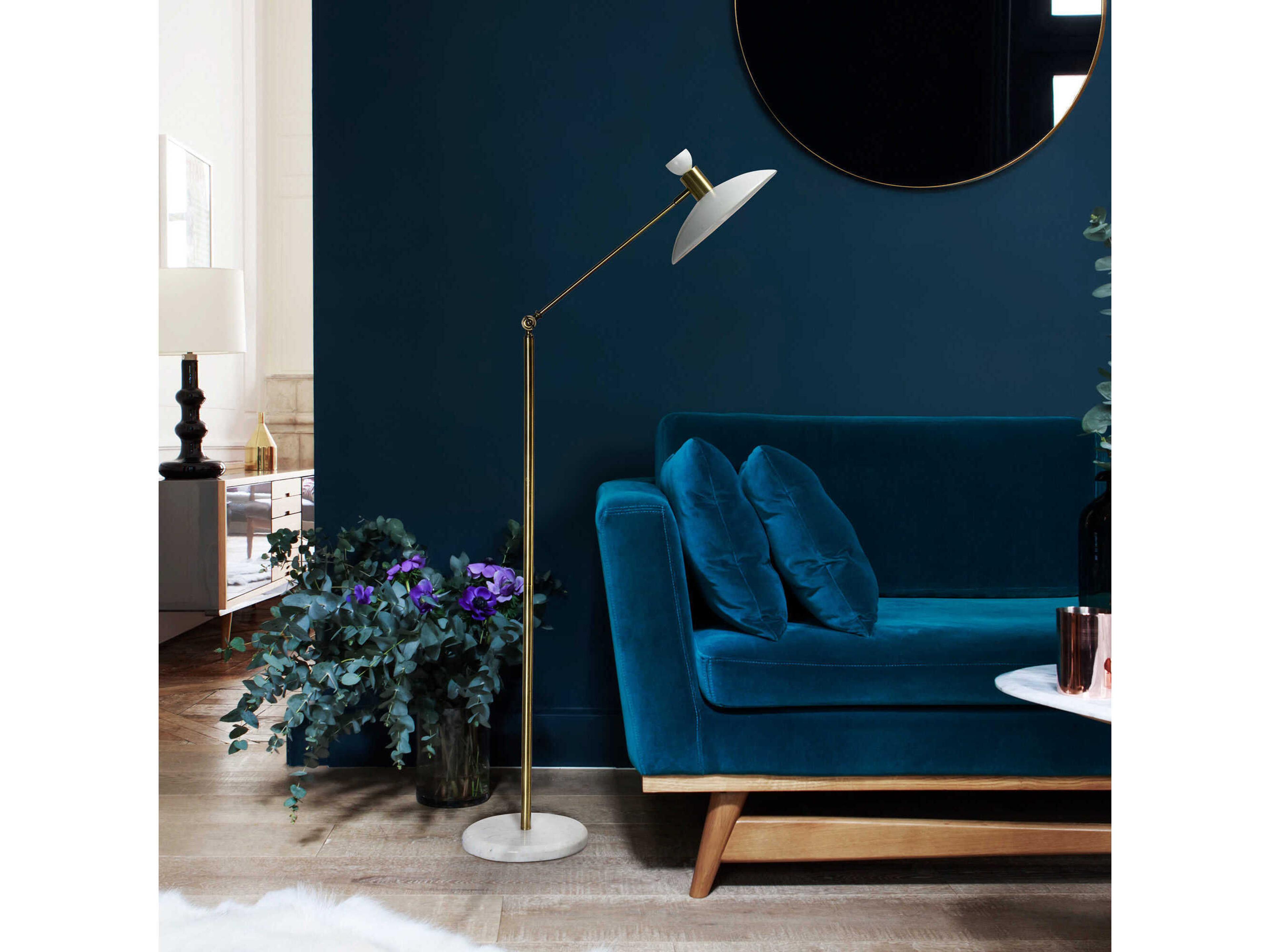 Renwil Troilus Brass White Metal Floor Lamp