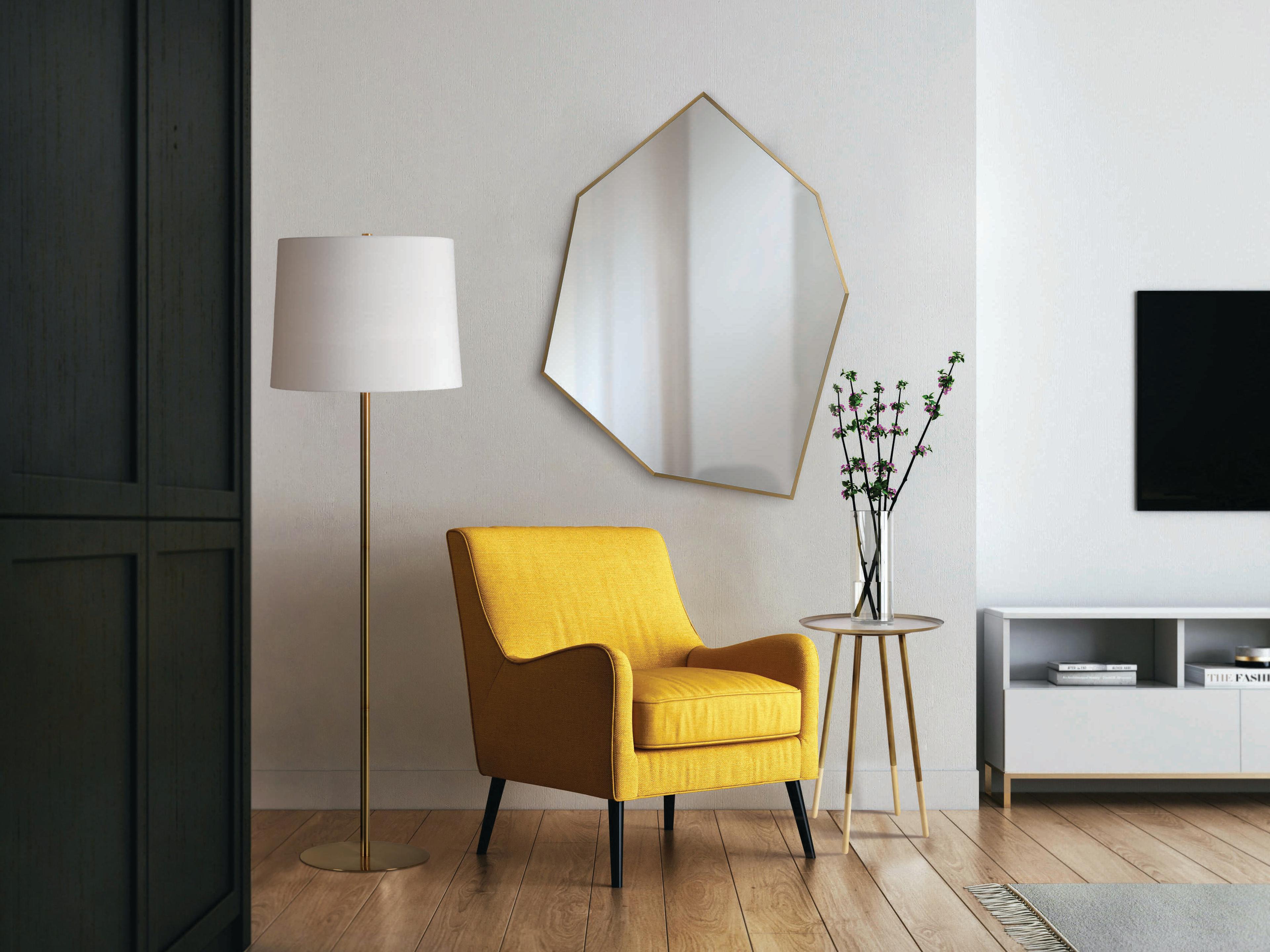 Renwil Radison Antique Brass Floor Lamp