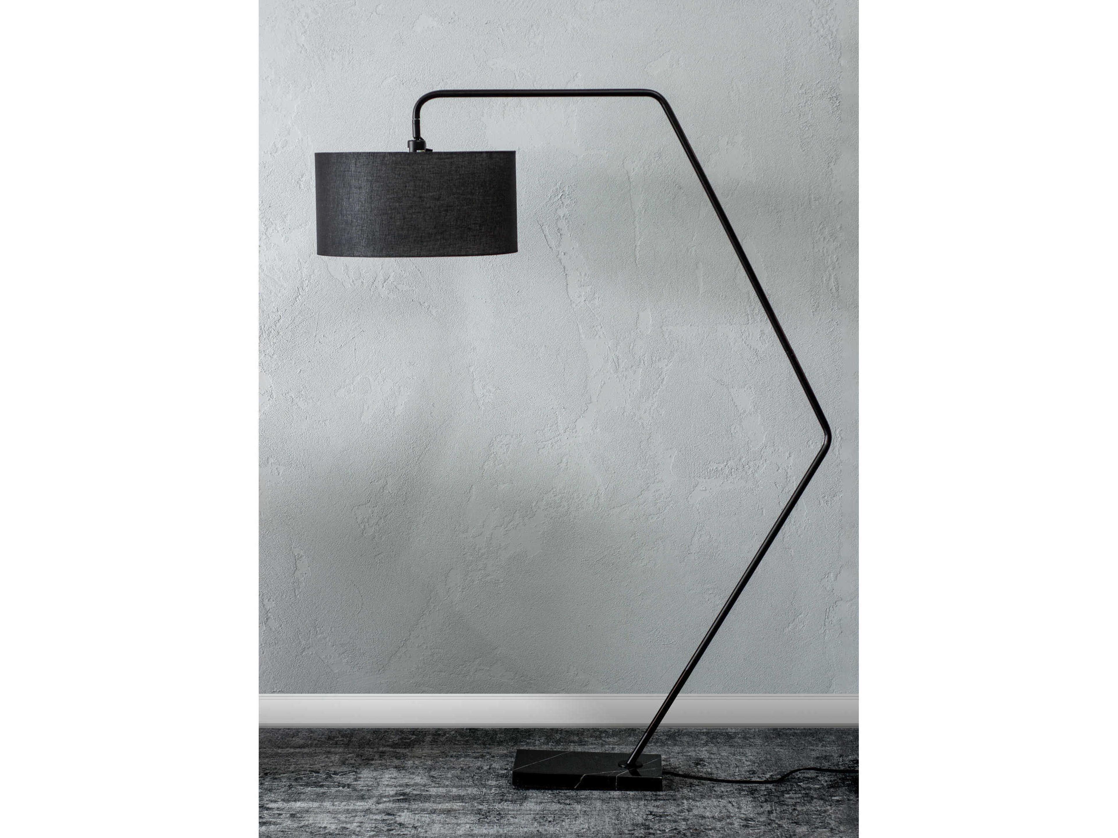 Renwil Penelin Matte Black Linen Floor Lamp