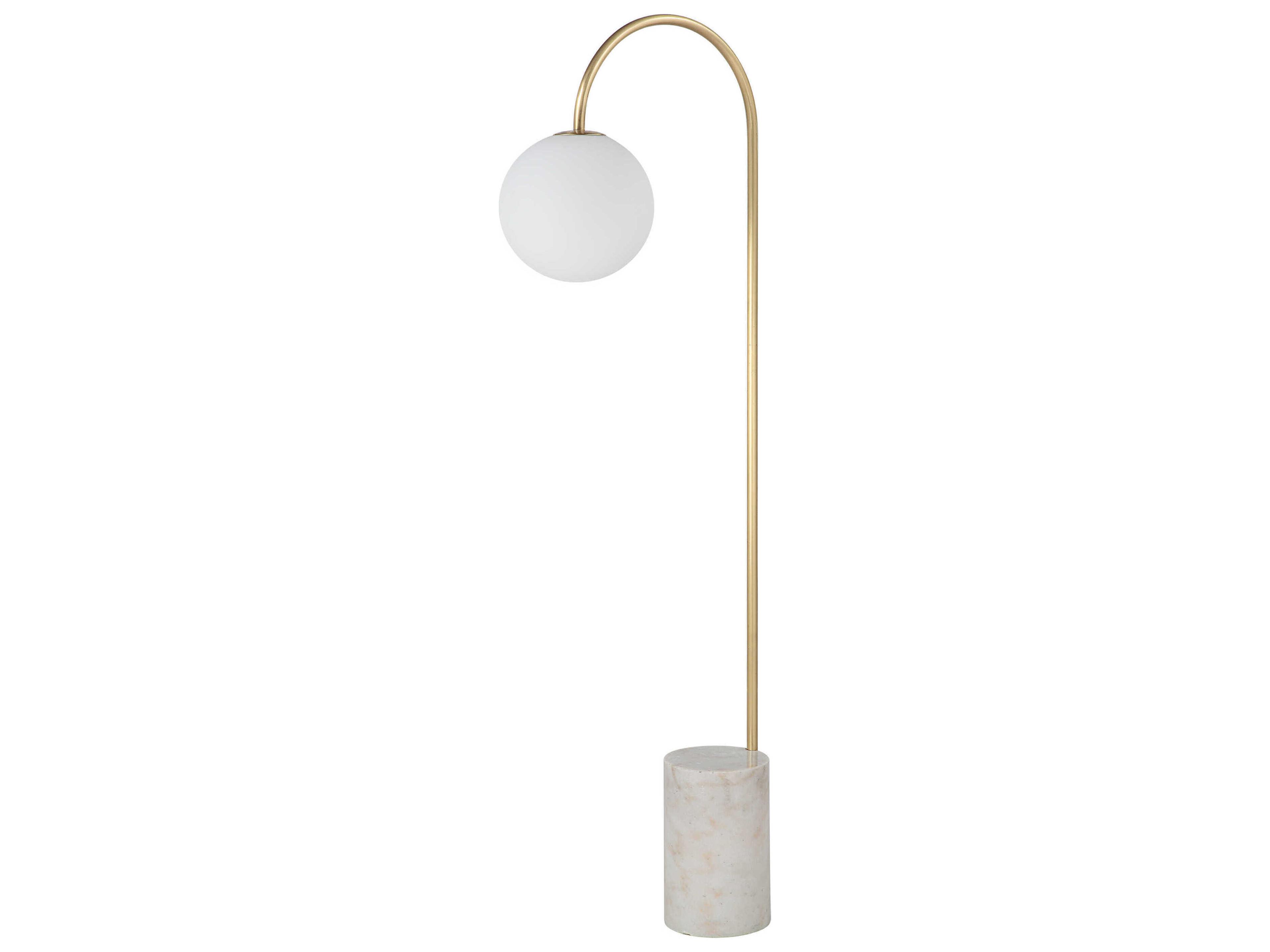 Merlot Satin Brass Etched White Glass Floor Lamp