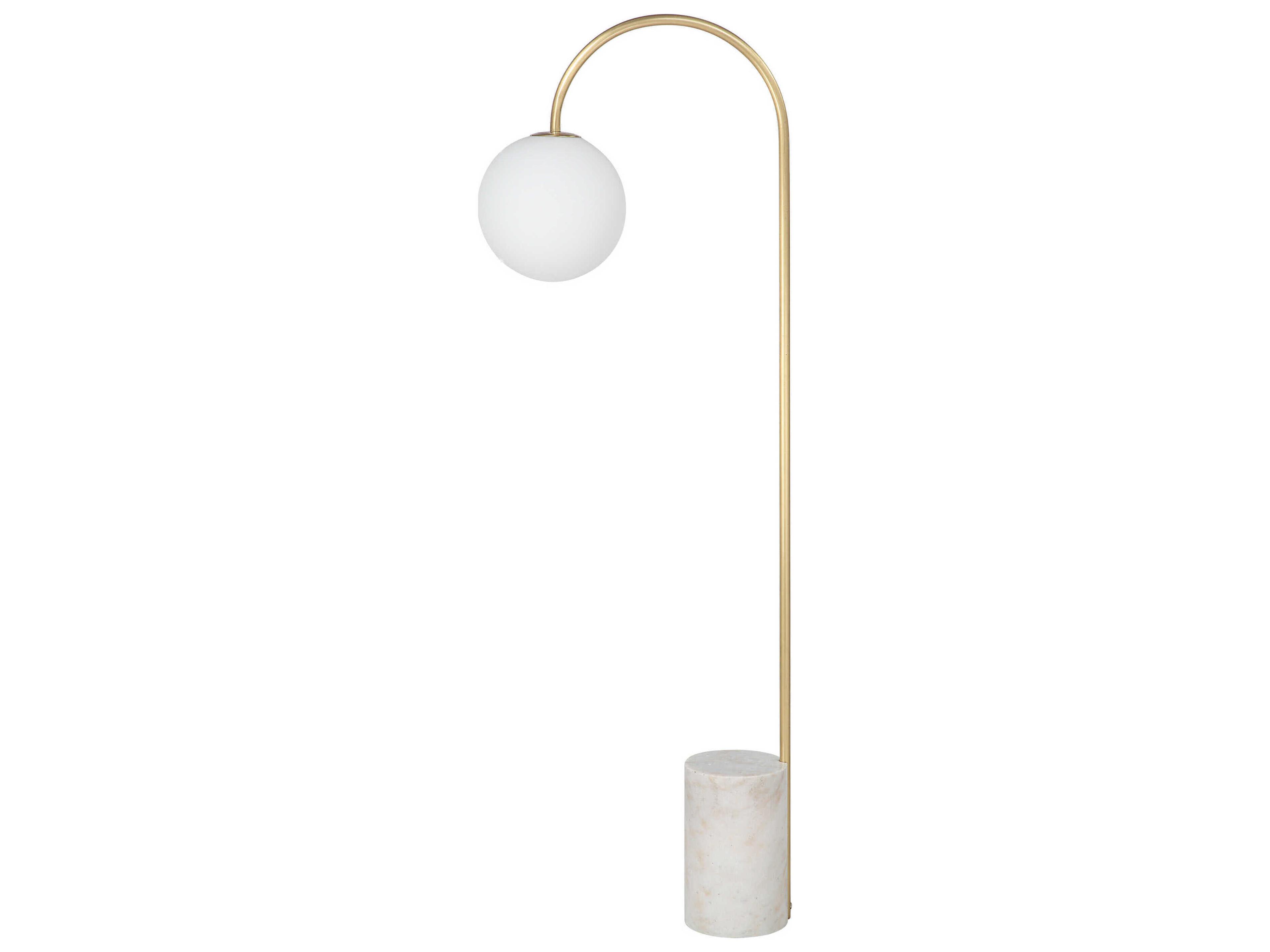 Renwil Merlot Satin Brass Etched White Glass Floor Lamp