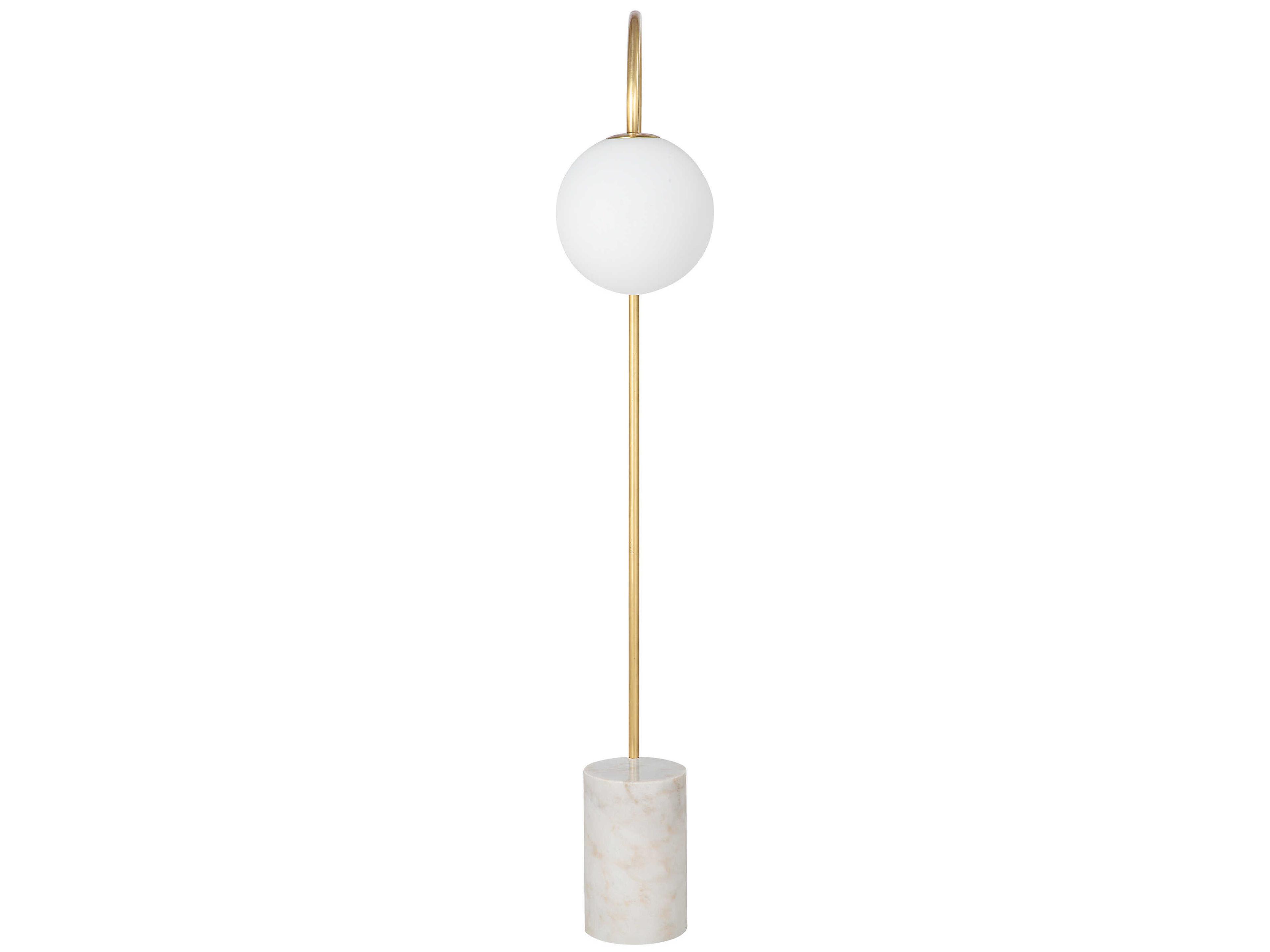 Renwil Merlot Satin Brass Etched White Glass Floor Lamp