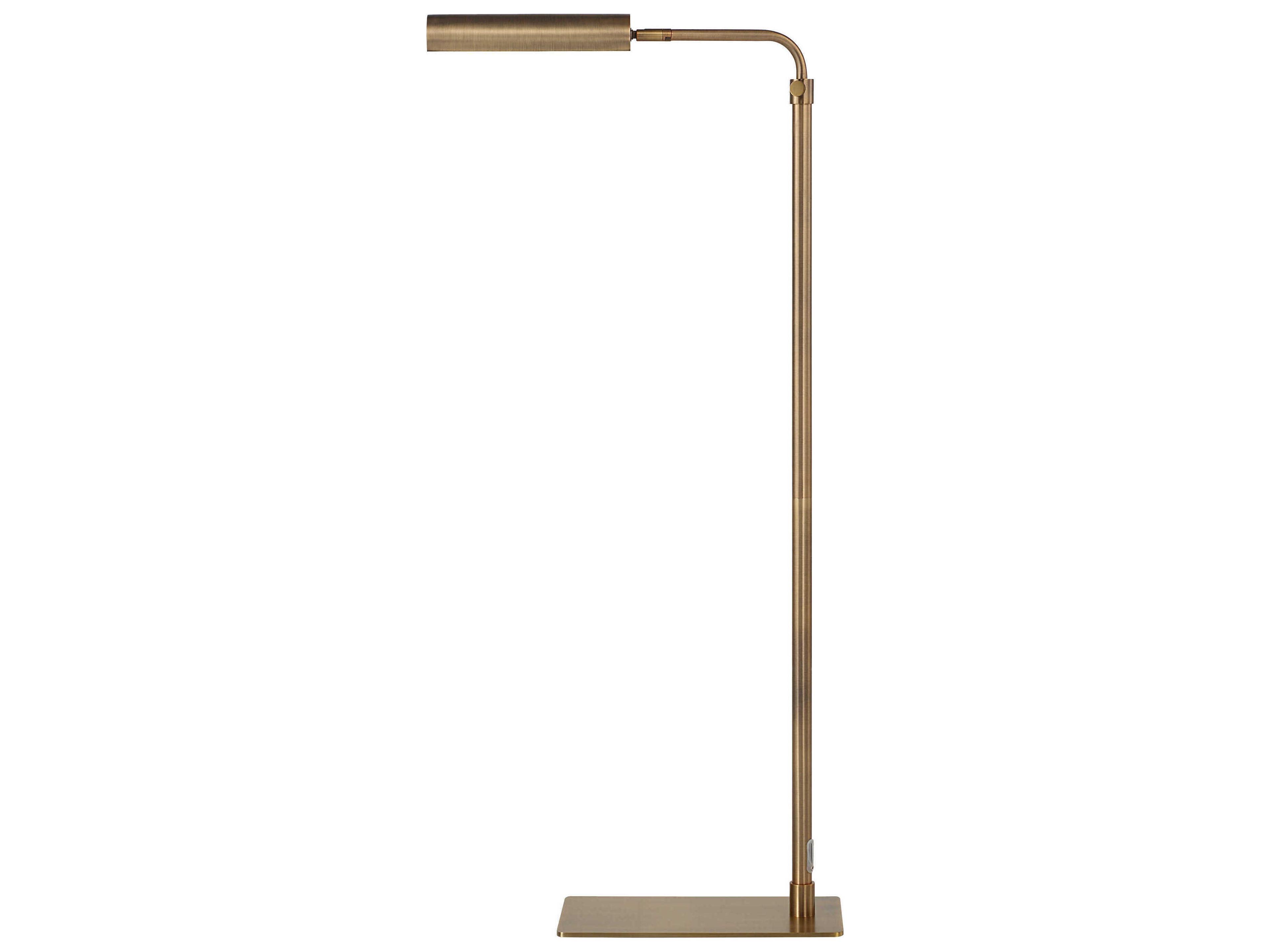 Renwil Kane Plated Dark Antique Brushed Brass Gold Floor Lamp