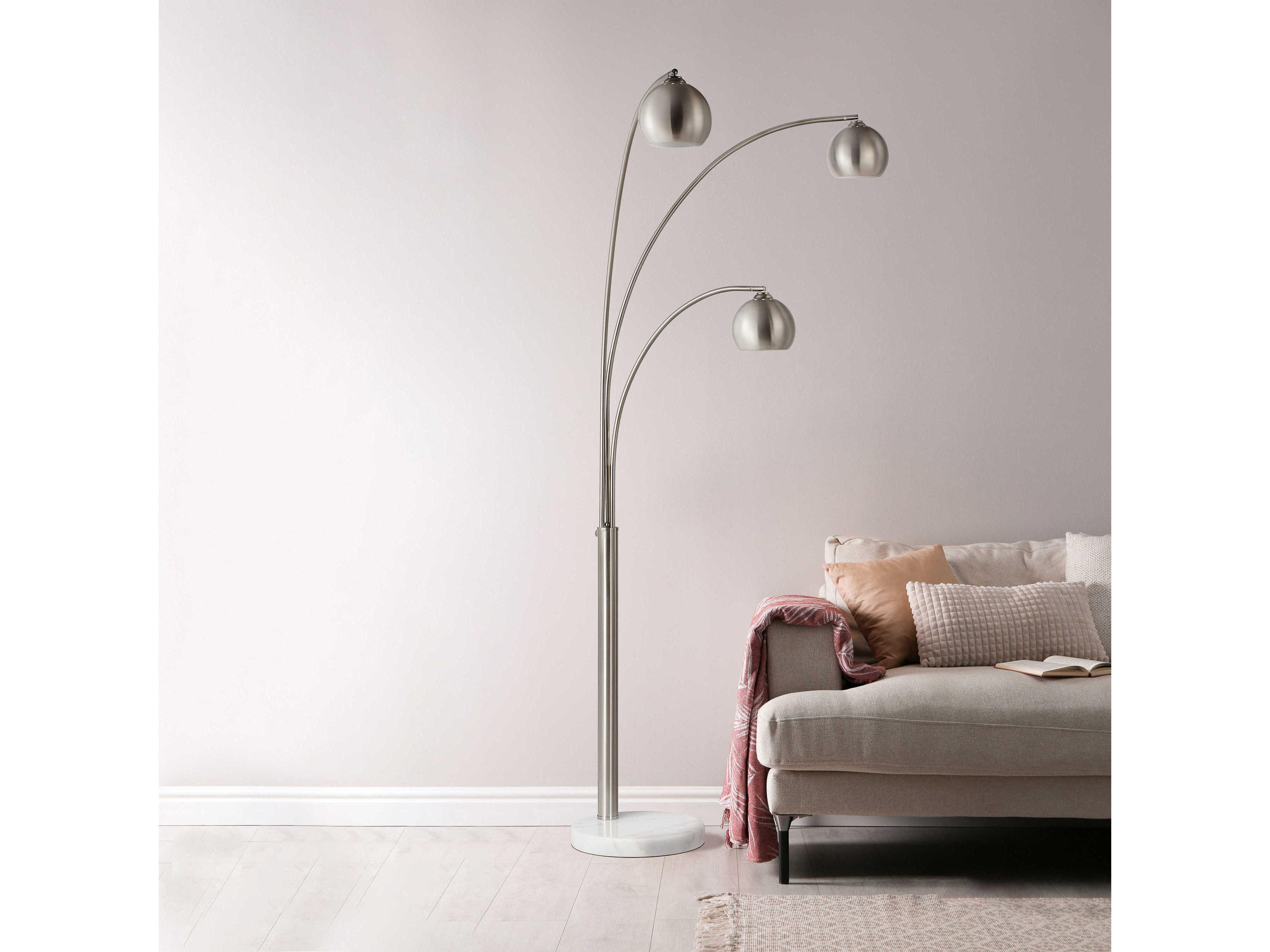 Renwil Aguillard Plated Brushed Nickel Iron Floor Lamp