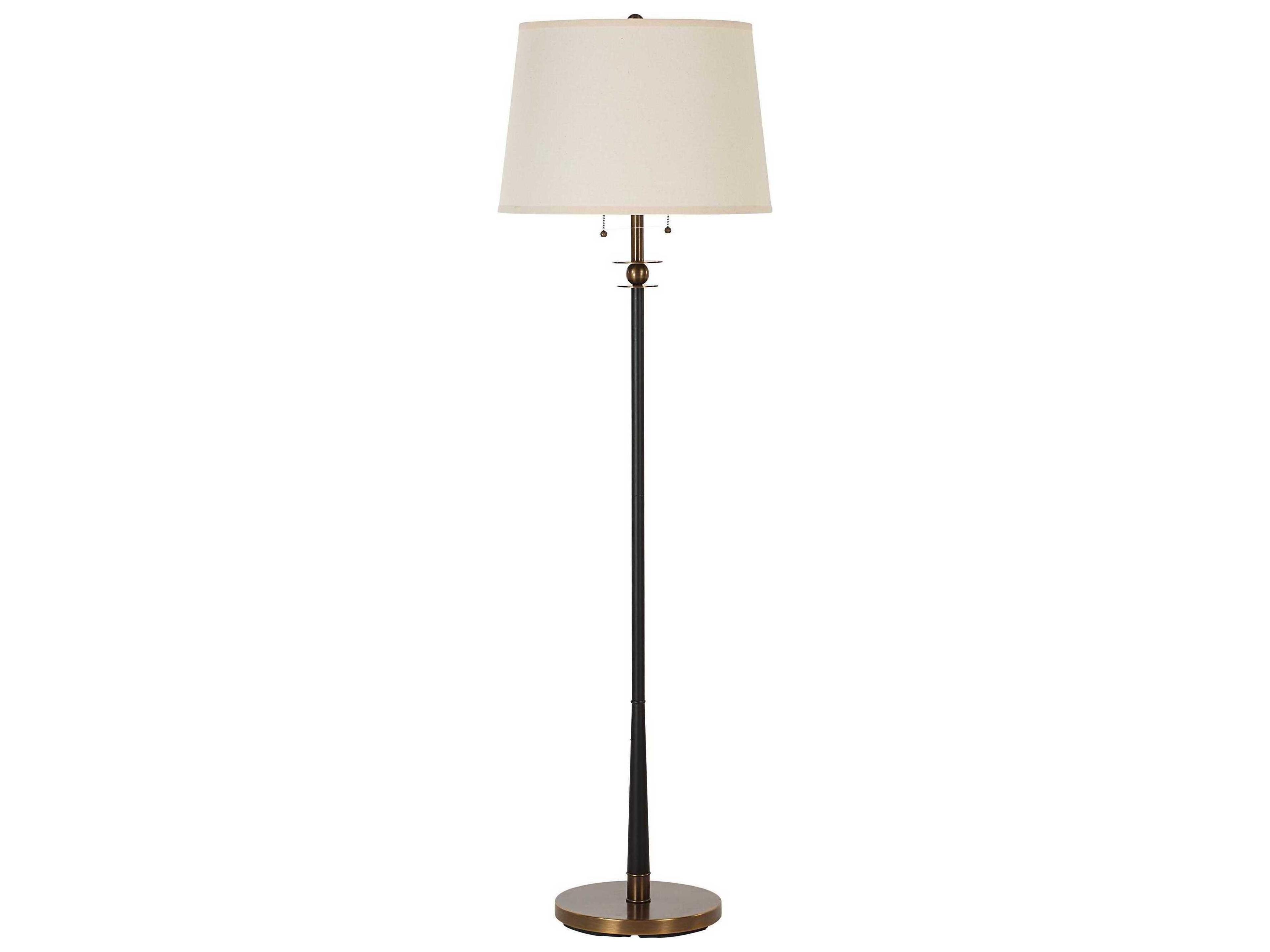 Renwil Alban Powder Coated Matte Black Beige Linen Floor Lamp