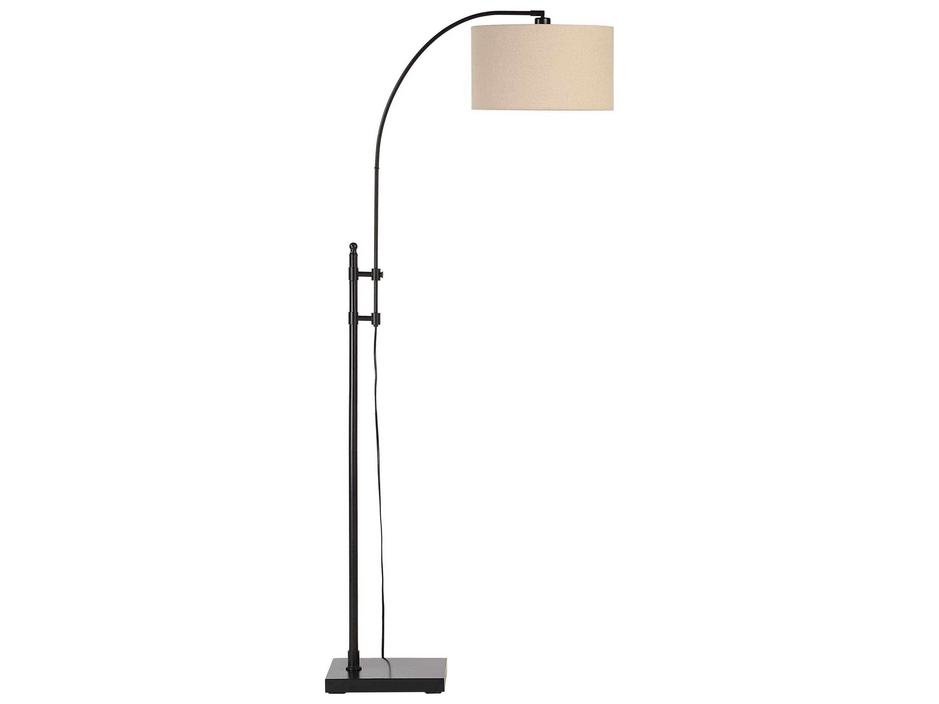 Renwil Crystal Powder Coated Matte Black Oatmeal Linen Floor Lamp
