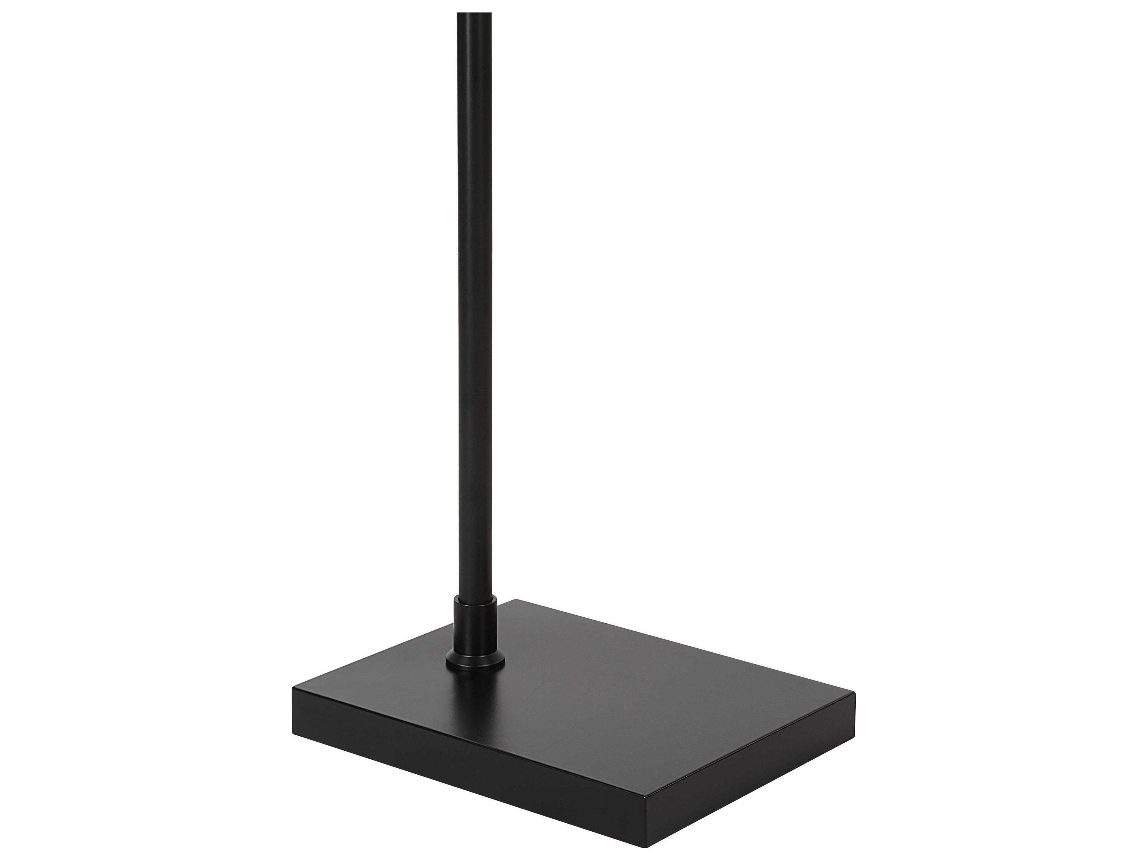 Renwil Crystal Powder Coated Matte Black Oatmeal Linen Floor Lamp