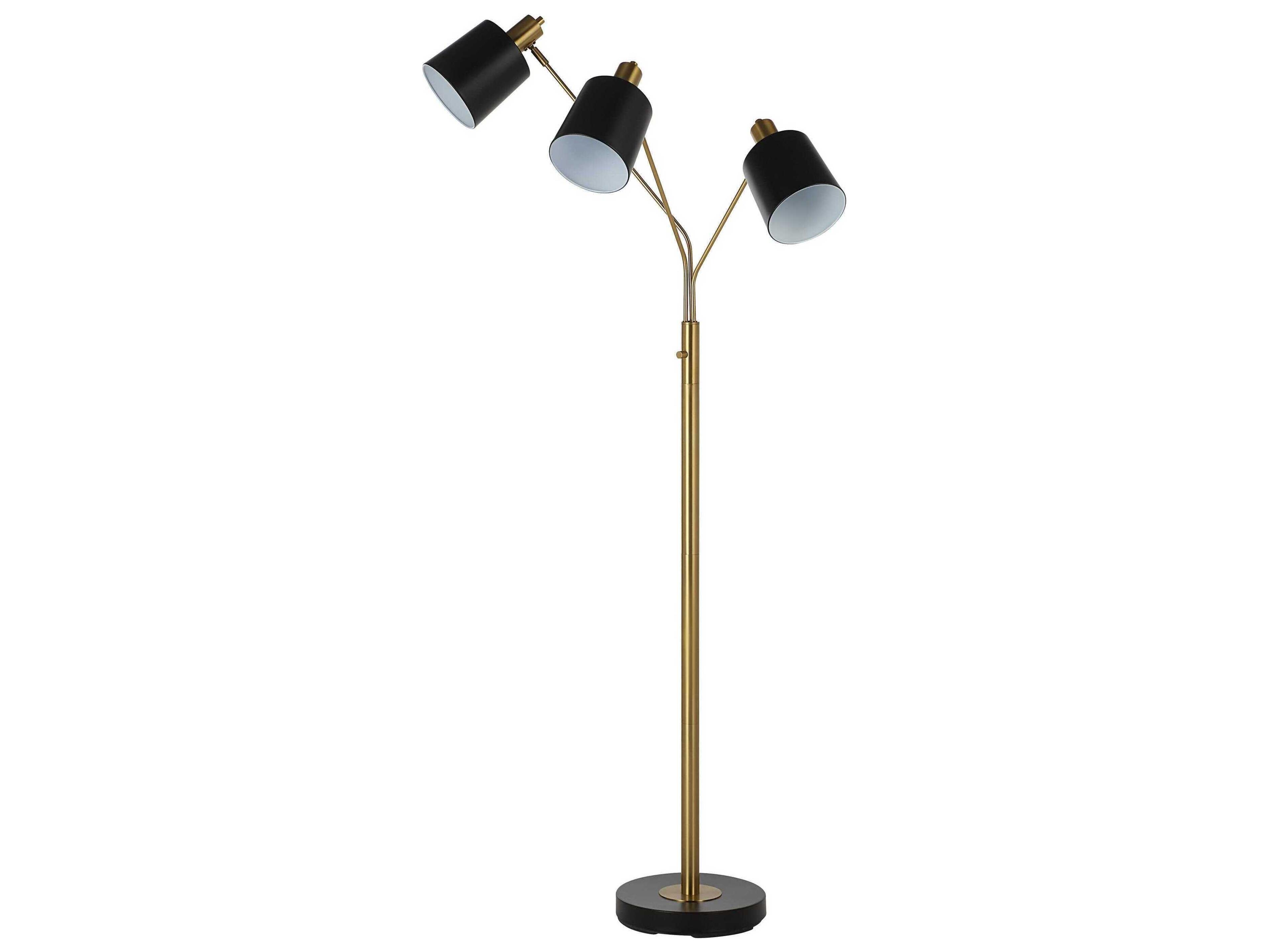 Renwil Meander Plated Brass Powder Coated Matte Black Iron Floor Lamp