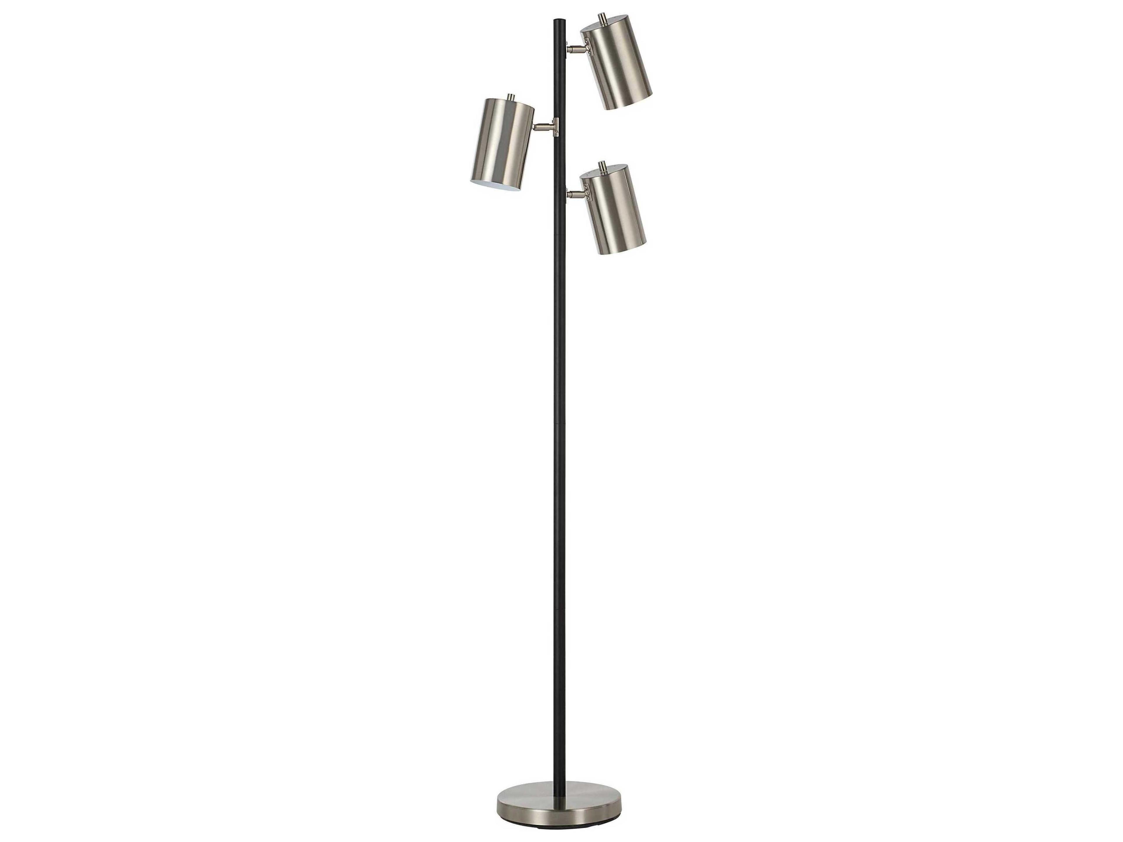 Renwil Meandros Powder Coated Matte Black Plated Brushed Nickel Iron Floor Lamp