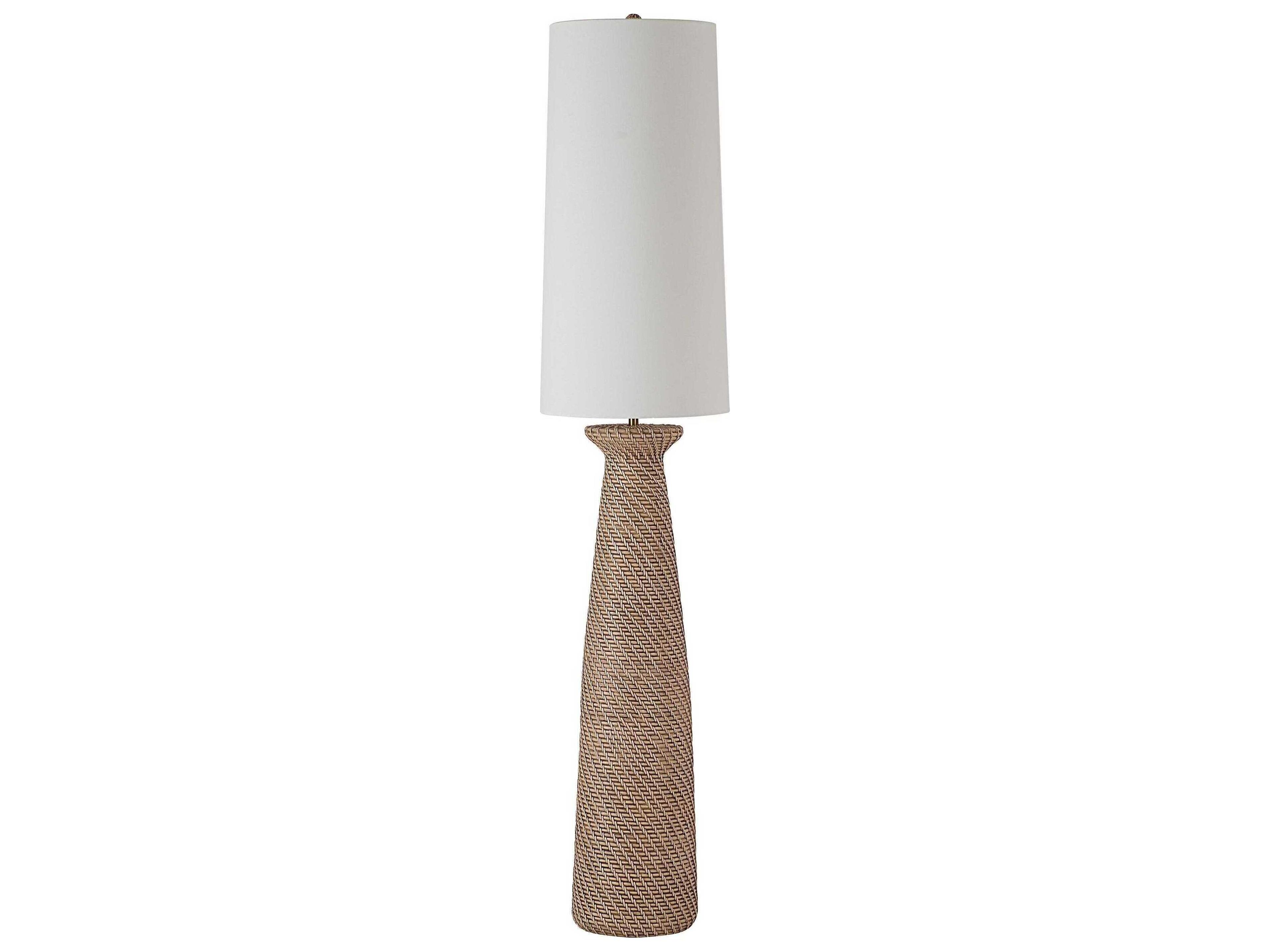 Nathalie Painted Cream White Wash Ivory Linen Brown Floor Lamp