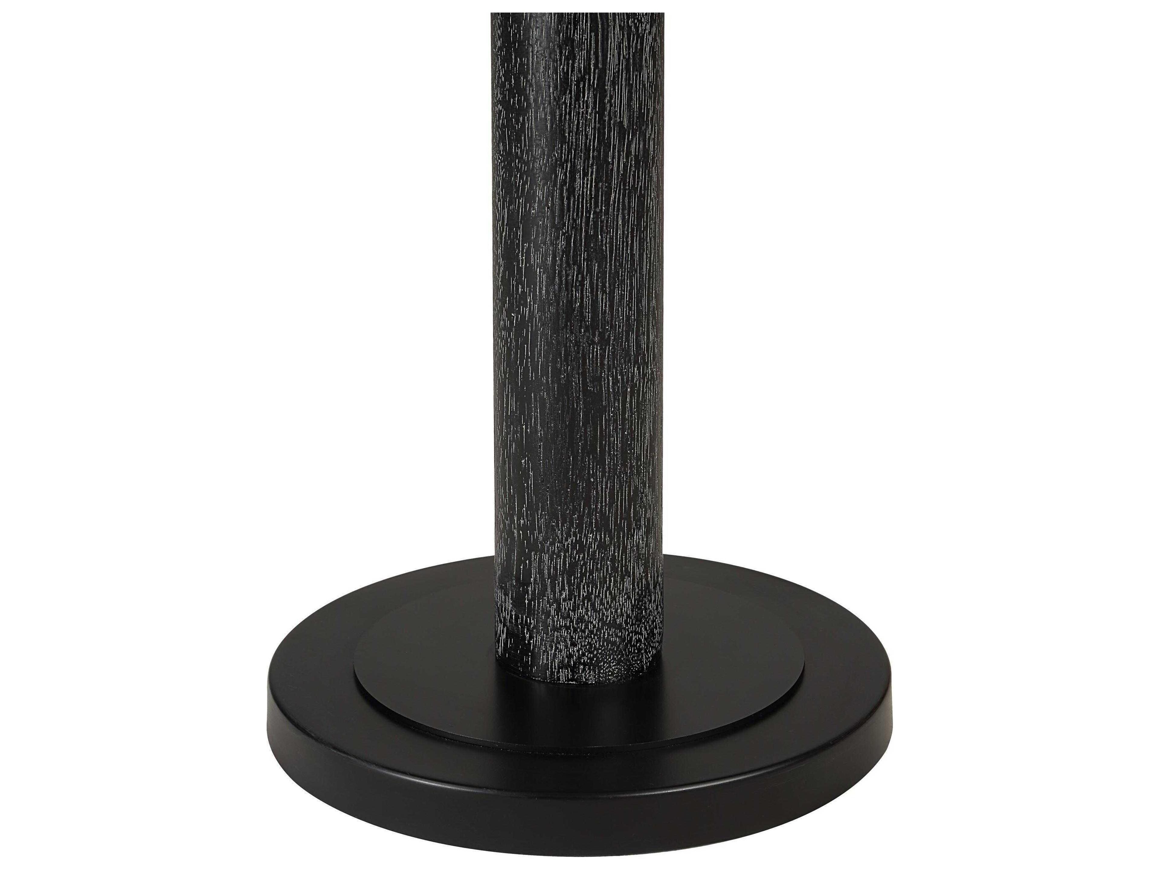 Renwil Pheonix Painted Matte Black Wash Cream Linen Floor Lamp