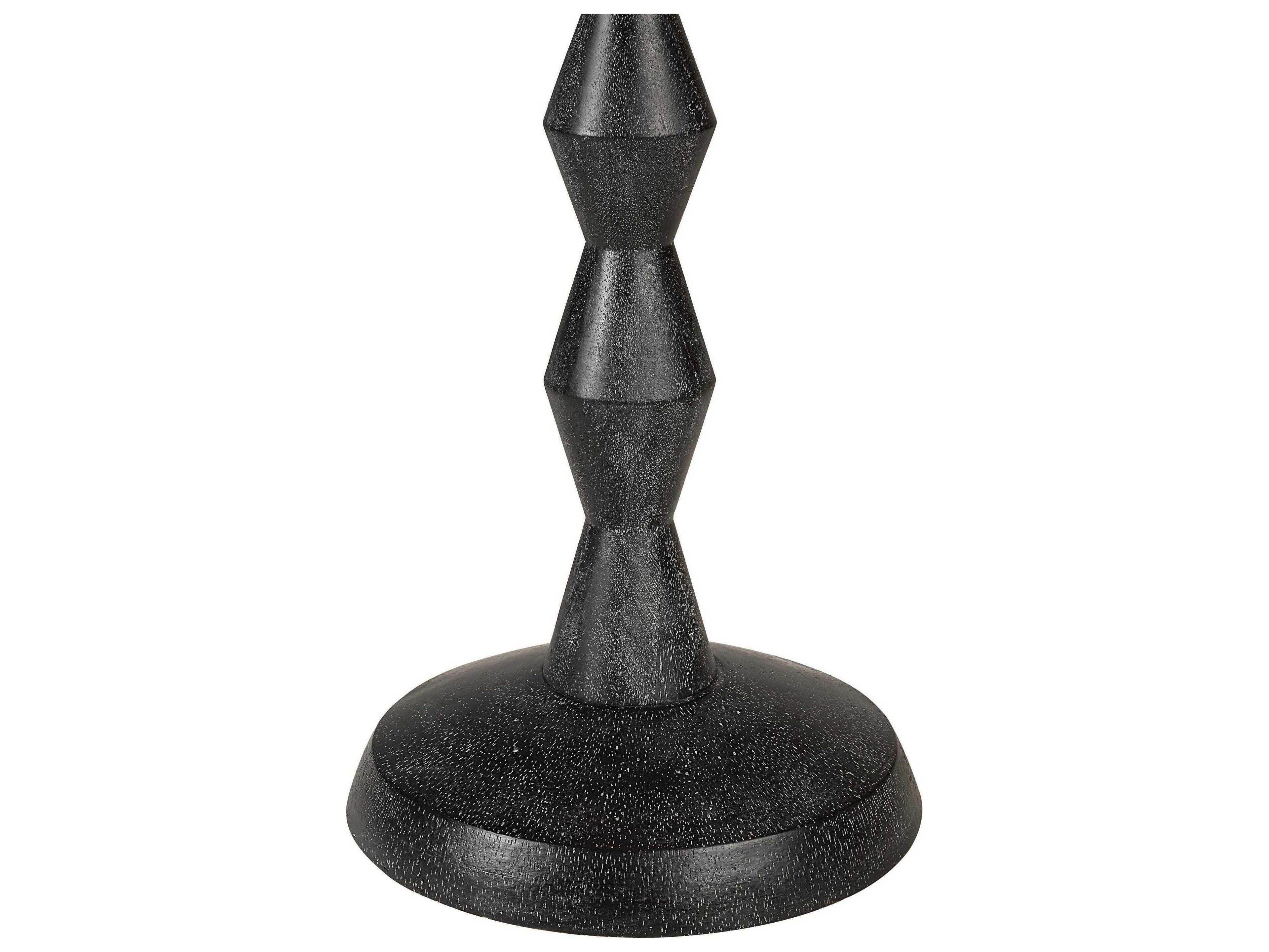 Renwil Phyllis Painted Matte Black Wash Cream Linen Floor Lamp