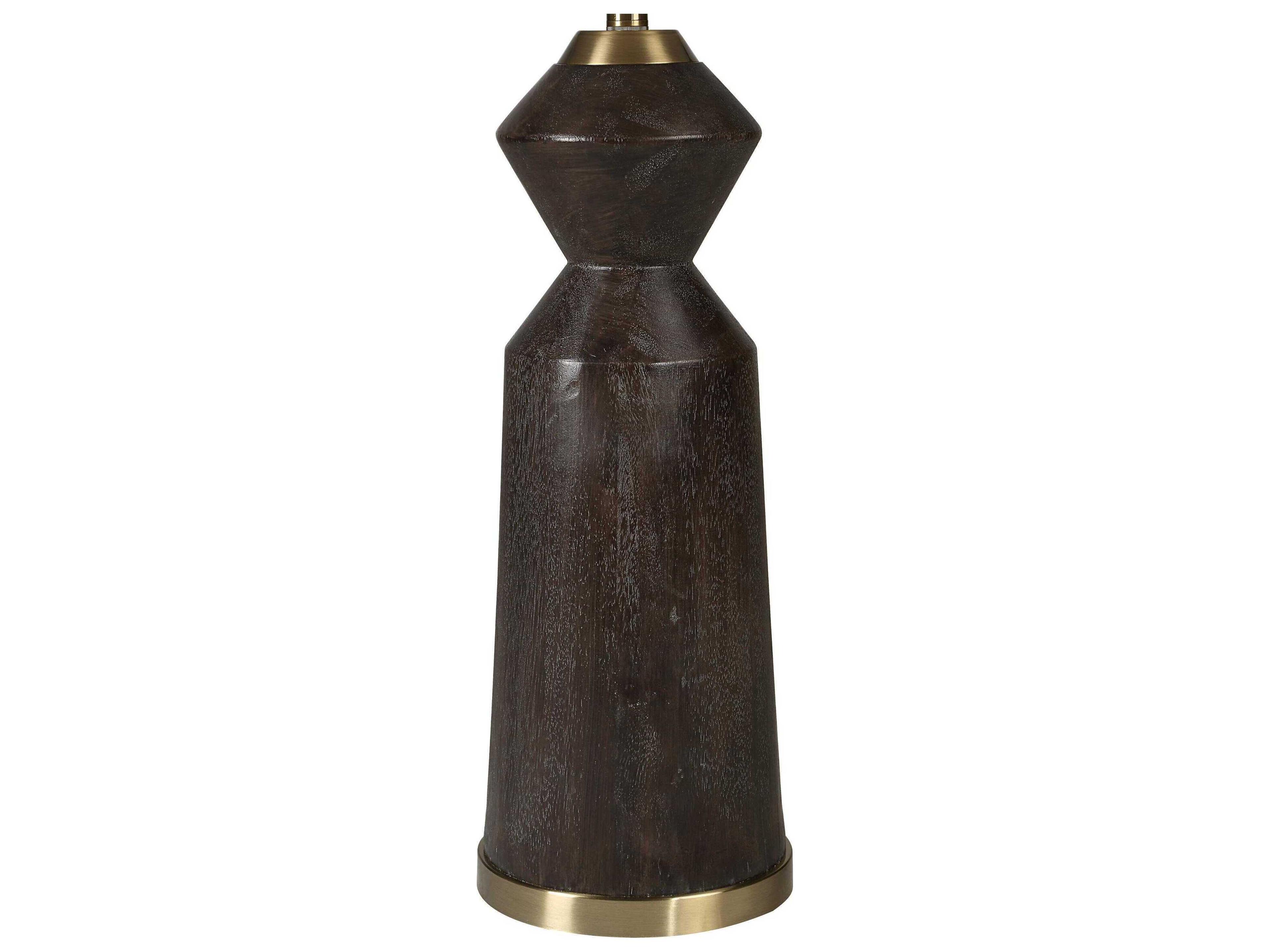 Renwil Pixel Painted Brown Wash Cream Linen Floor Lamp