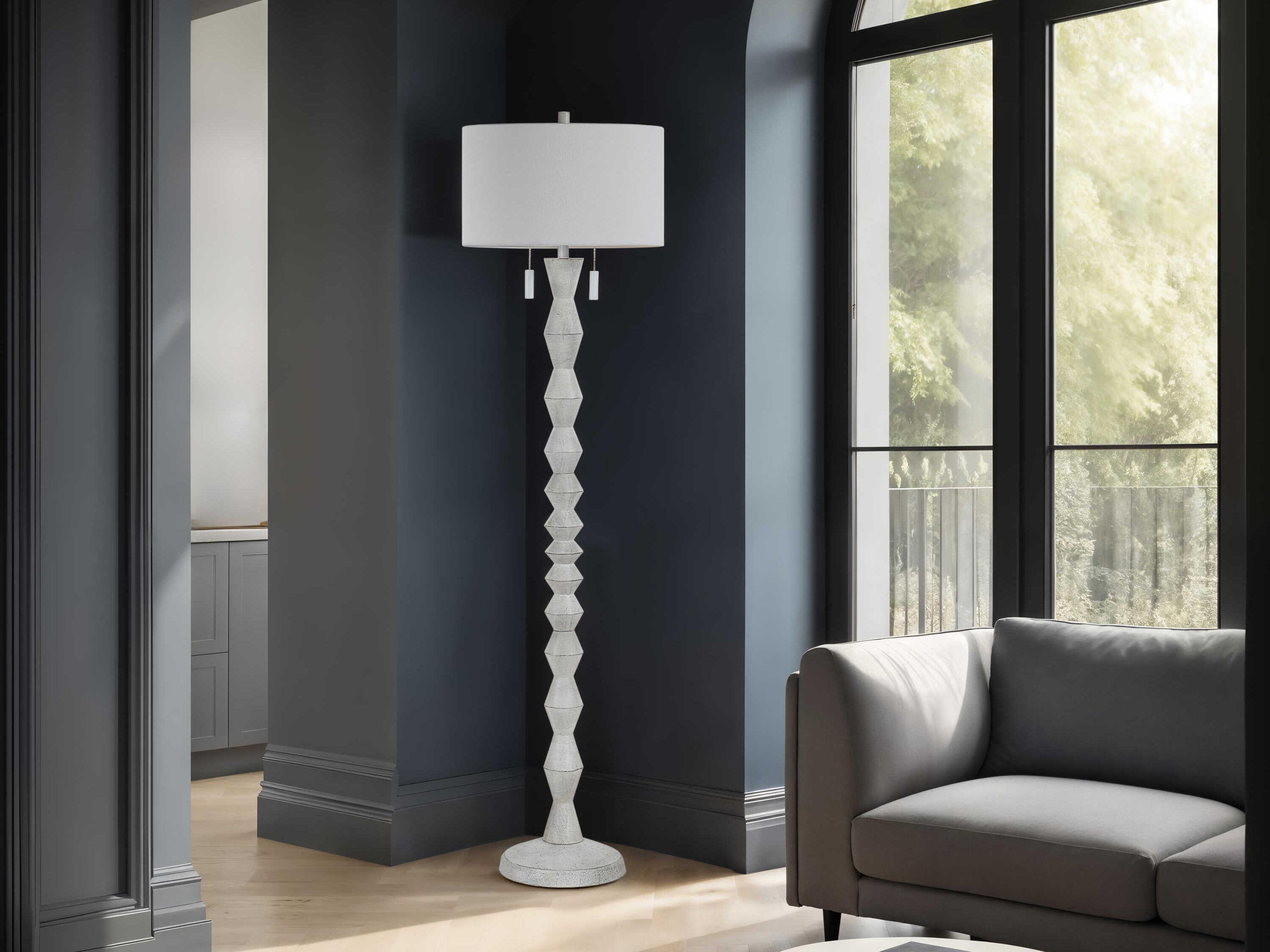 Renwil Sorriso White Wood Texture Floor Lamp