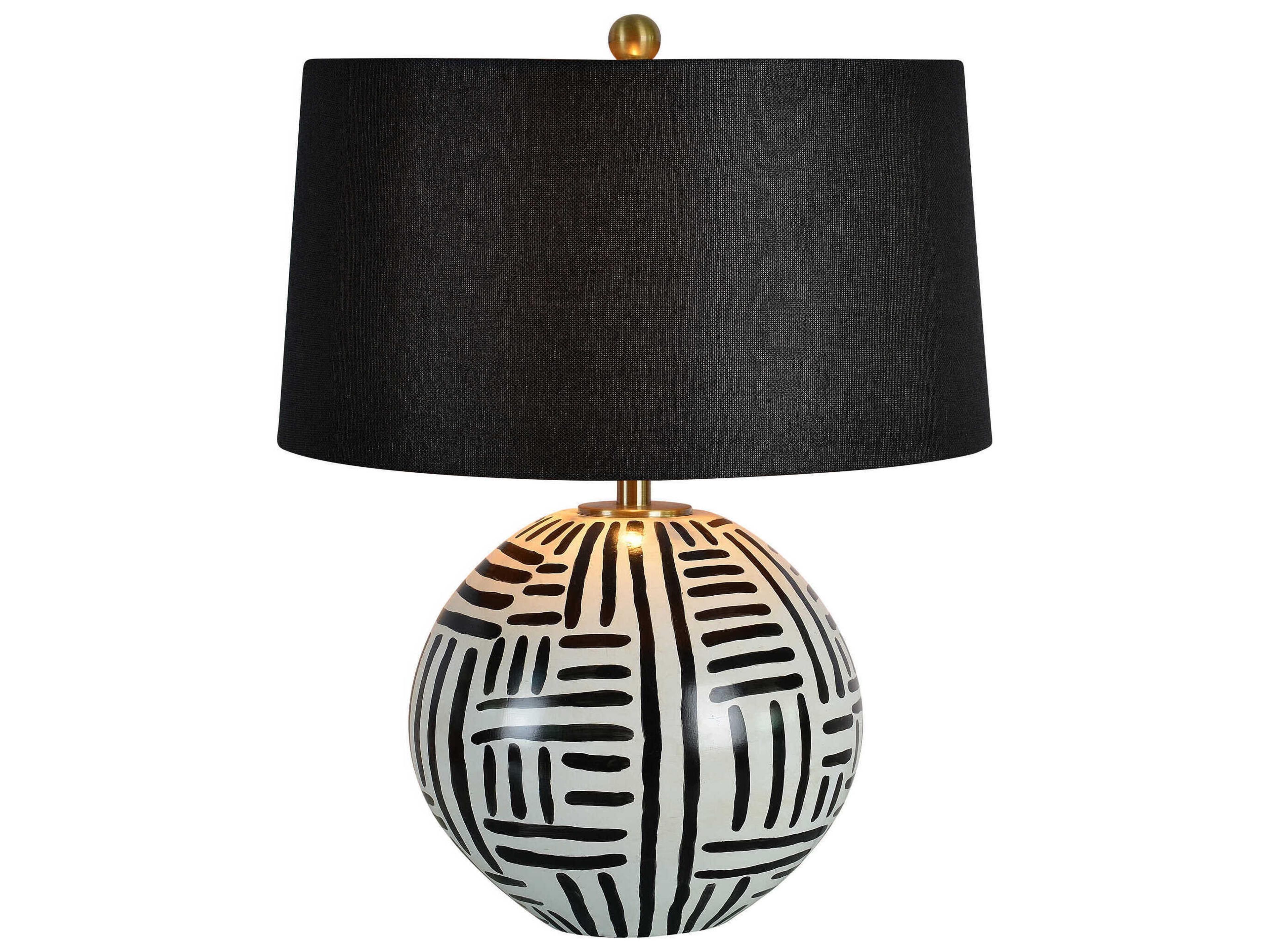 Milka Antique Brass Black Linen Buffet Lamp