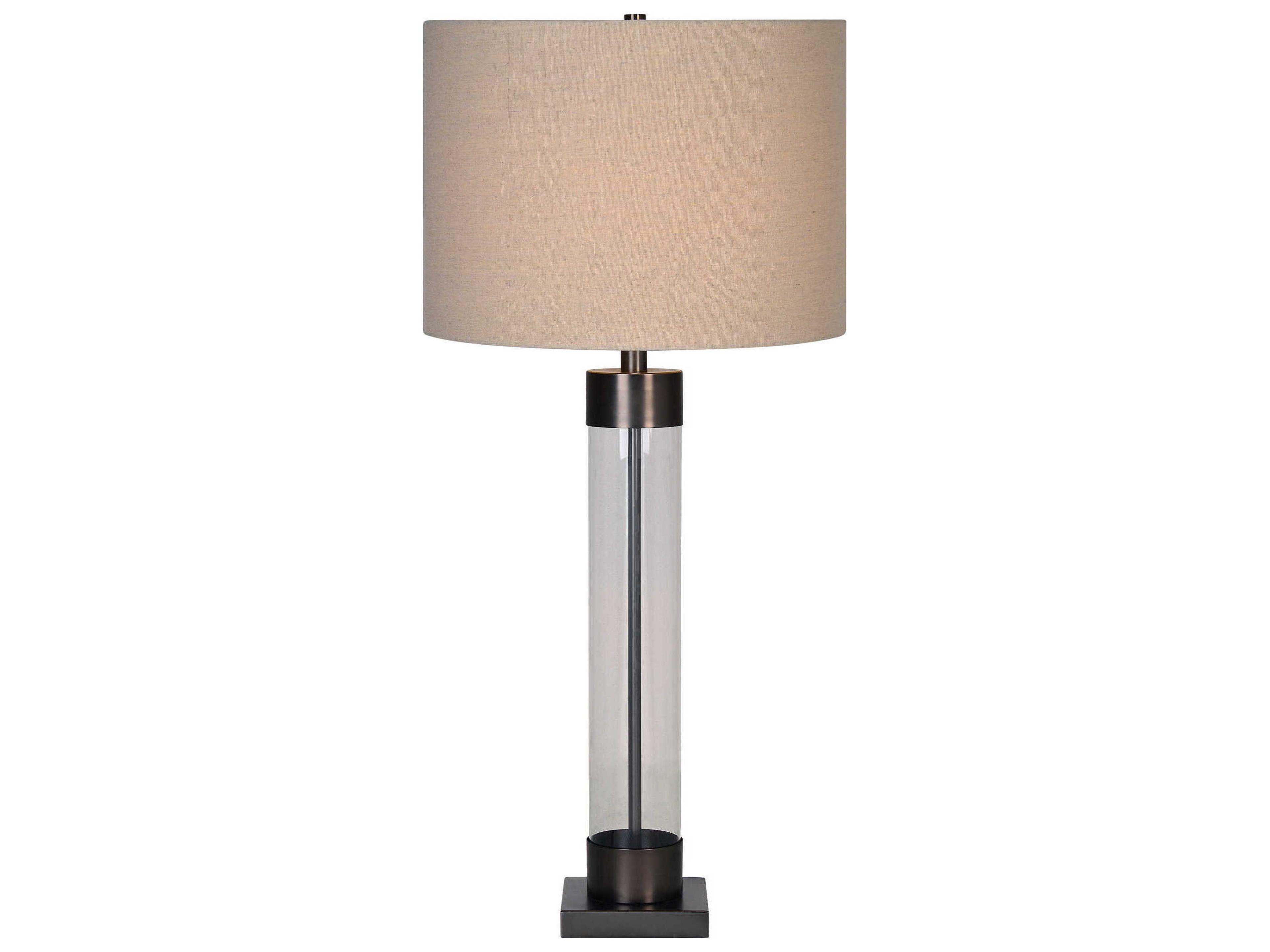 Renwil Meredith Clear Beige Linen Buffet Lamp