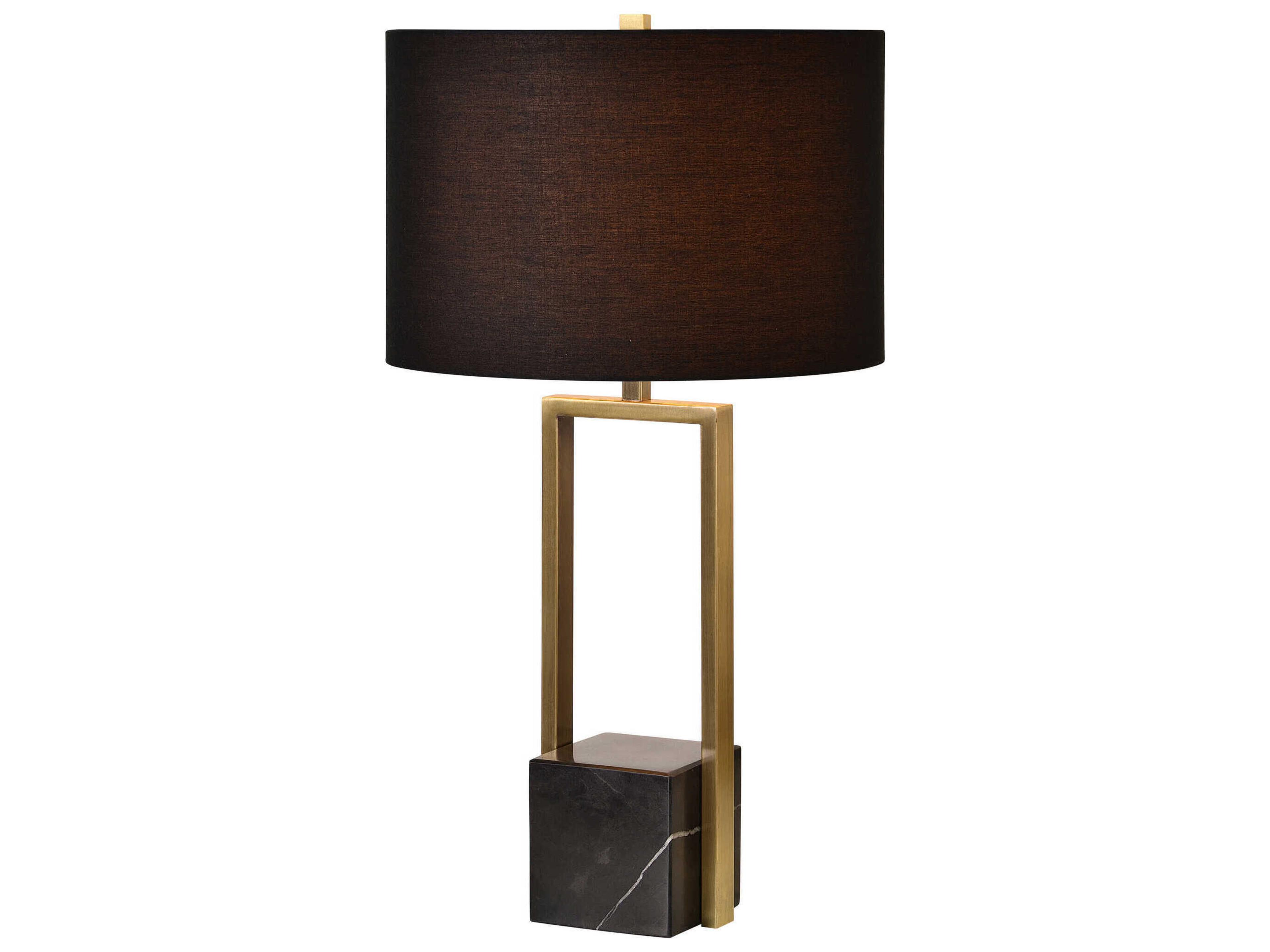 Renwil Arla Antique Brass Black Cotton Buffet Lamp