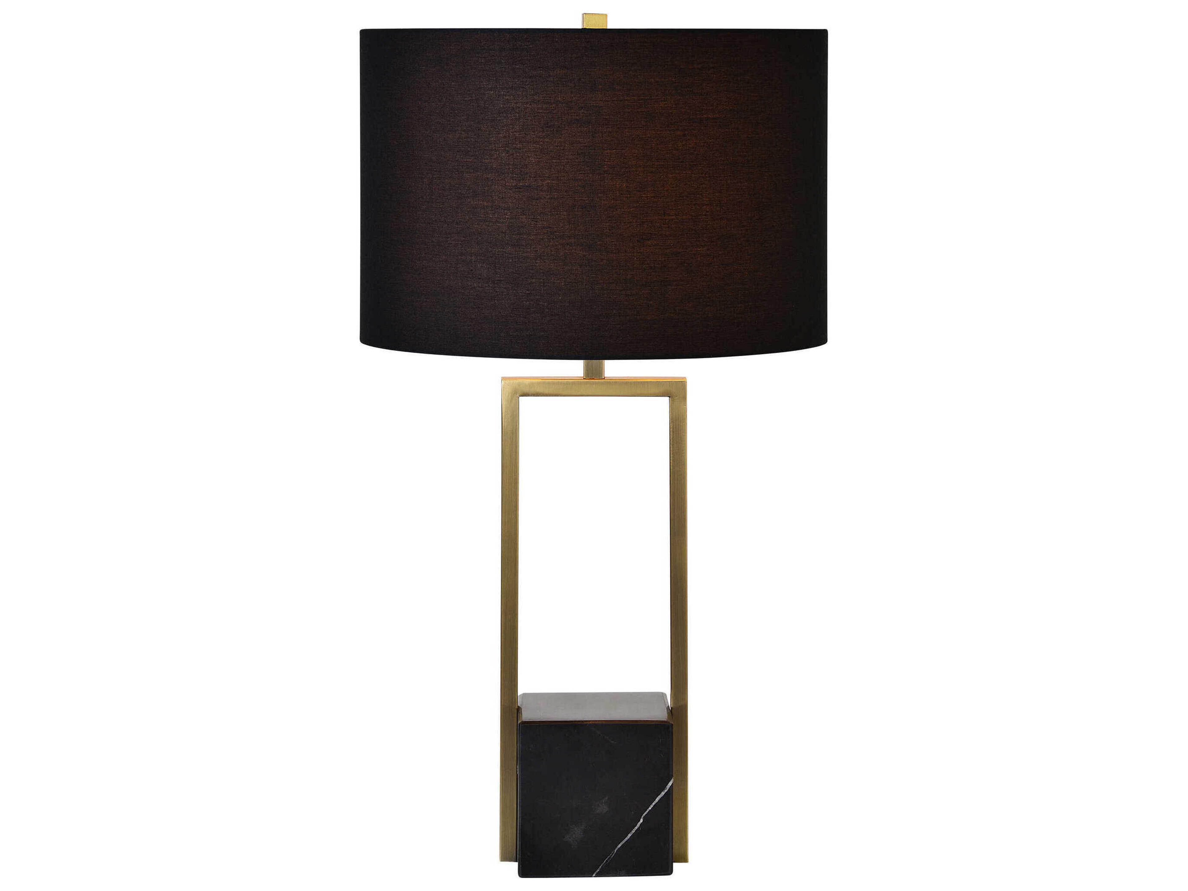 Renwil Arla Antique Brass Black Cotton Buffet Lamp