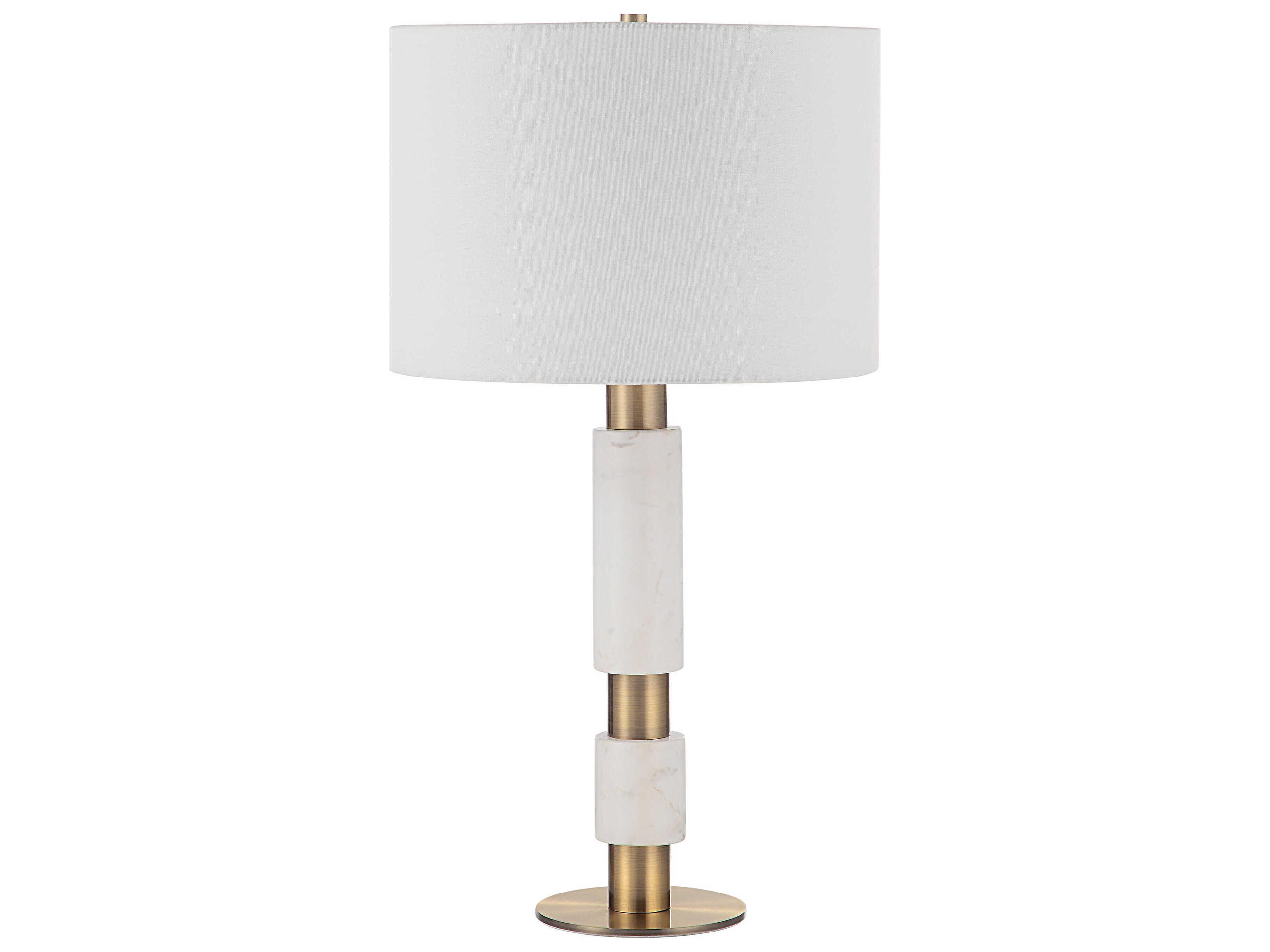 Pirot Honed White Antique Brushed Brass Buffet Lamp